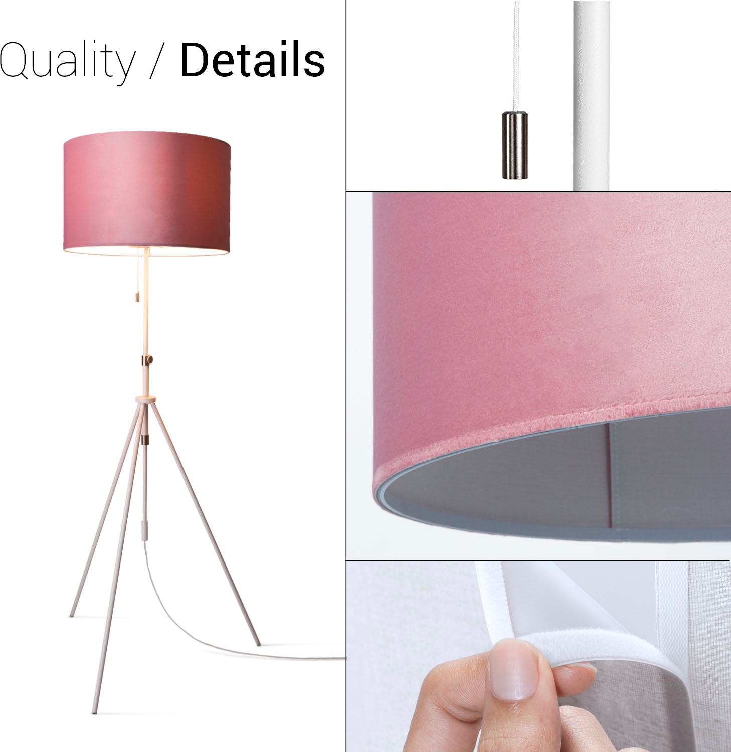 Paco Home Stehlampe »Naomi uni Color«, Leuchtmittel E27 | ohne Leuchtmittel, Wohnzimmer Höhenverstellbar 121,5 bis 176,5 cm Zugschalter Velour