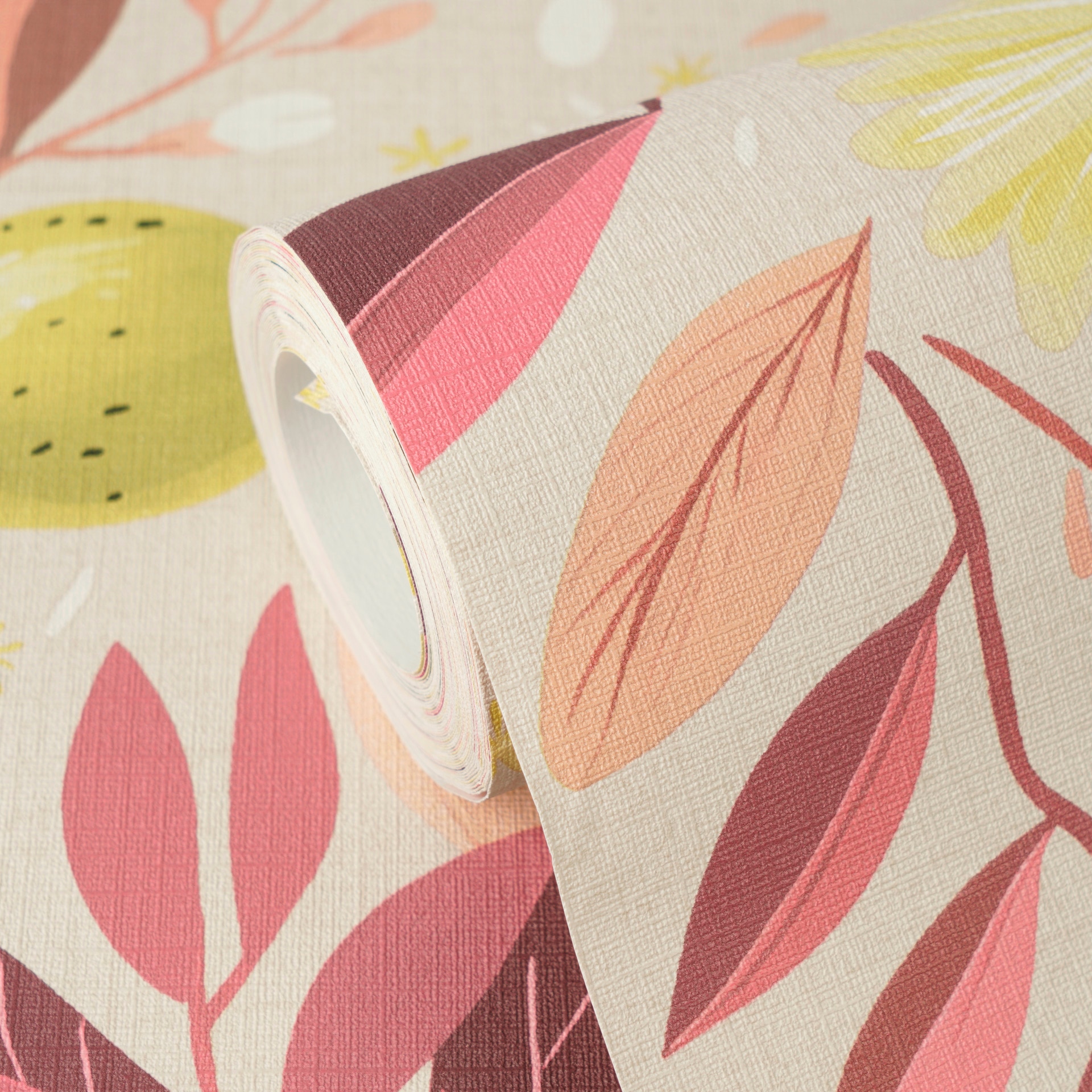 A.S. Création Vliestapete »Pintwalls III Zitronen-Tapete modern« Kunst strukturiert Verspielte Vliestapete mit Zitronen, Blättern & Blüten