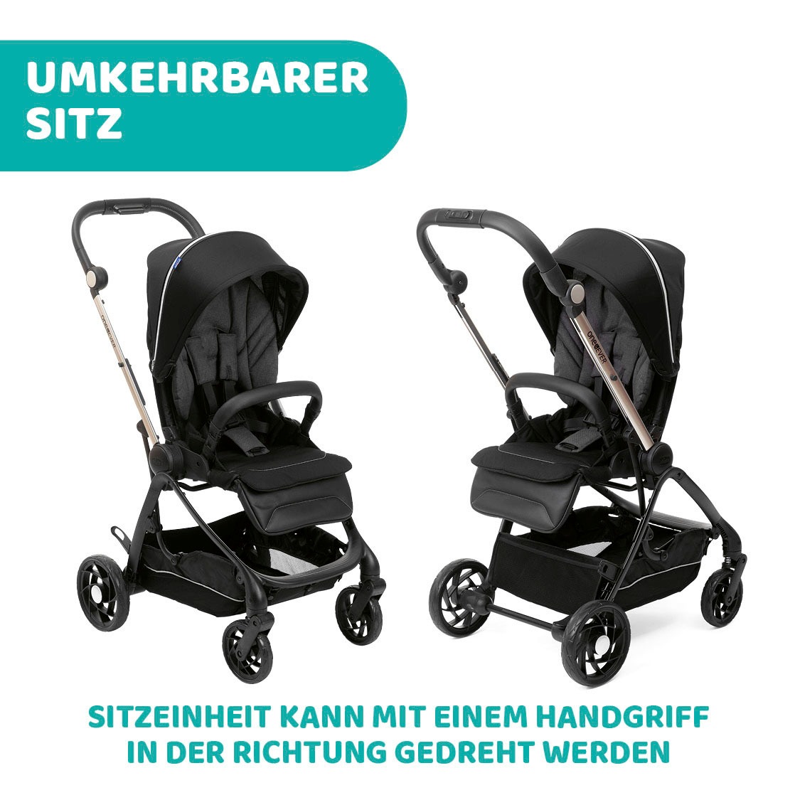 Chicco Kombi-Kinderwagen »Kinderwagen One4ever, pirate black«, mit zwei Sitzen