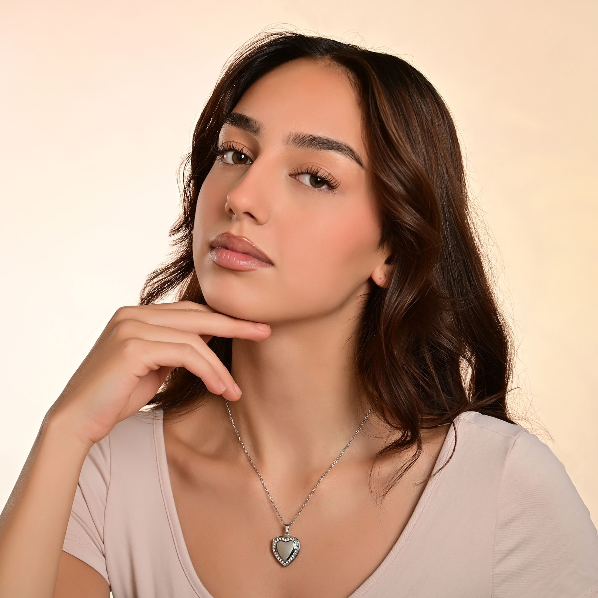 Adelia´s Kette ohne Anhänger »Halskette – Medaillon aus Edelstahl mit Strass Steinchen 45+5« Perfekt zum Verschenken an besondere Menschen