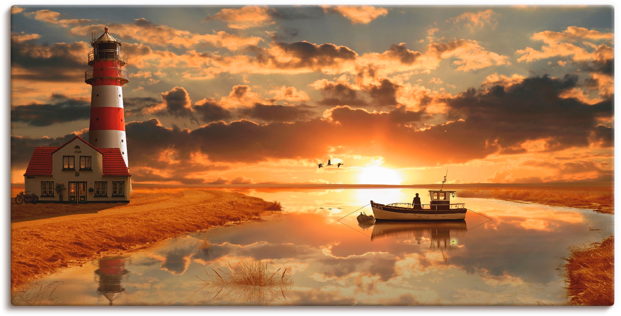 Artland Wandbild "Maritime Idylle beim Leuchtturm" Gebäude 1 Stk. tlg. als günstig online kaufen