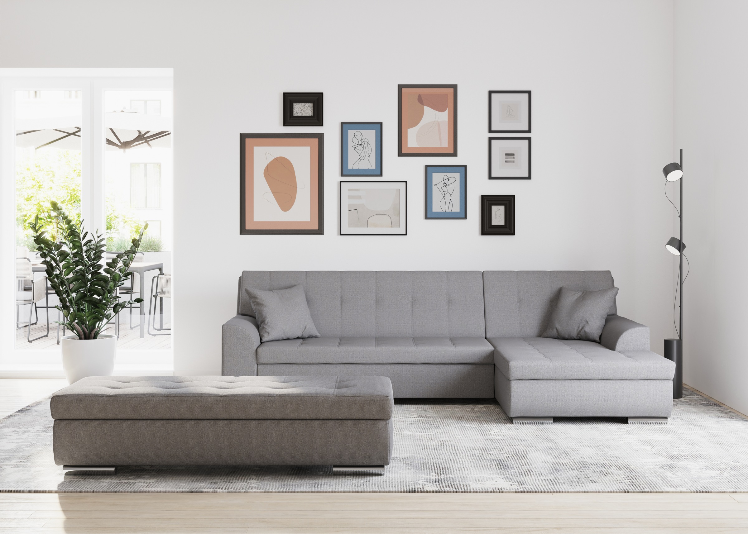 DOMO collection Ecksofa "TREVISO viele Bezüge, auch in Cord, L-Form, 267x178 cm" mit Bettfunktion, inkl. Zierkissen, Unser Dauertiefpreis