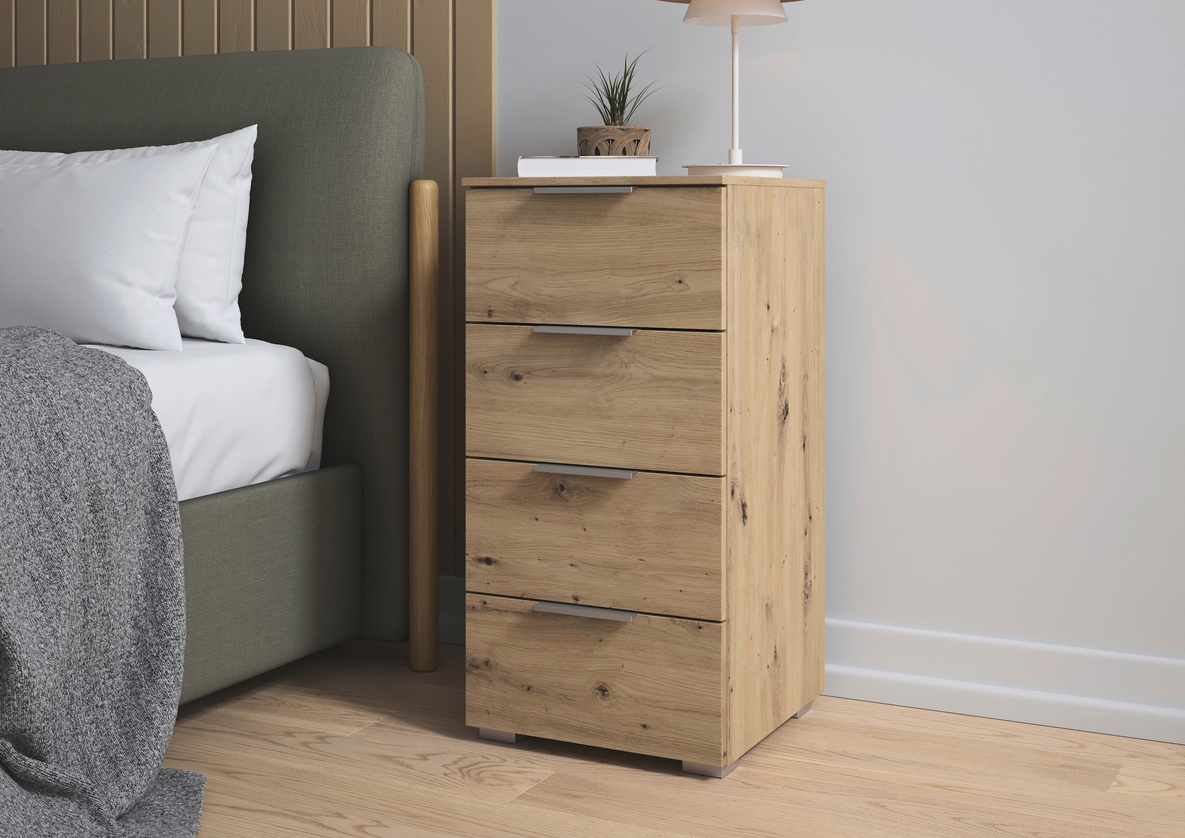 rauch Schubkastenkommode »Highboard Sideboard Schubladenkommode Kommode ASTANA« Breite 40 cm / Höhe 81 cm,  mit 4 geräumigen Schubladen, Kantengriff in Alufarben MADE IN GERMANY