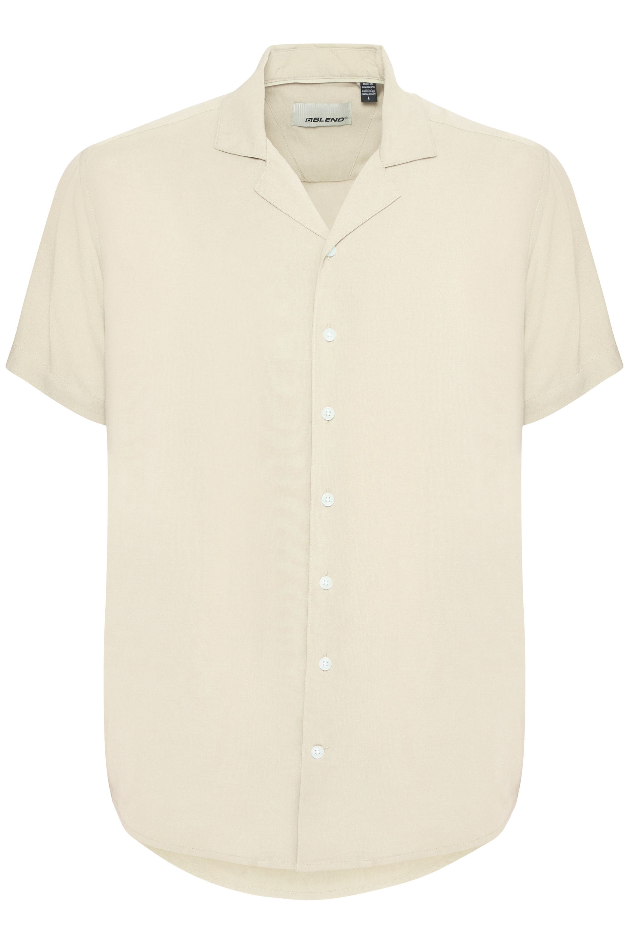 Kurzarmhemd BLEND "BHShirt", Herren, Gr. XXL, US-Größen, oyster gray, 100% Viskose, unifarben, regular fit normal, V-Ausschnitt, normaler Saum, Hemden, Lässiges Kurzarmhemd