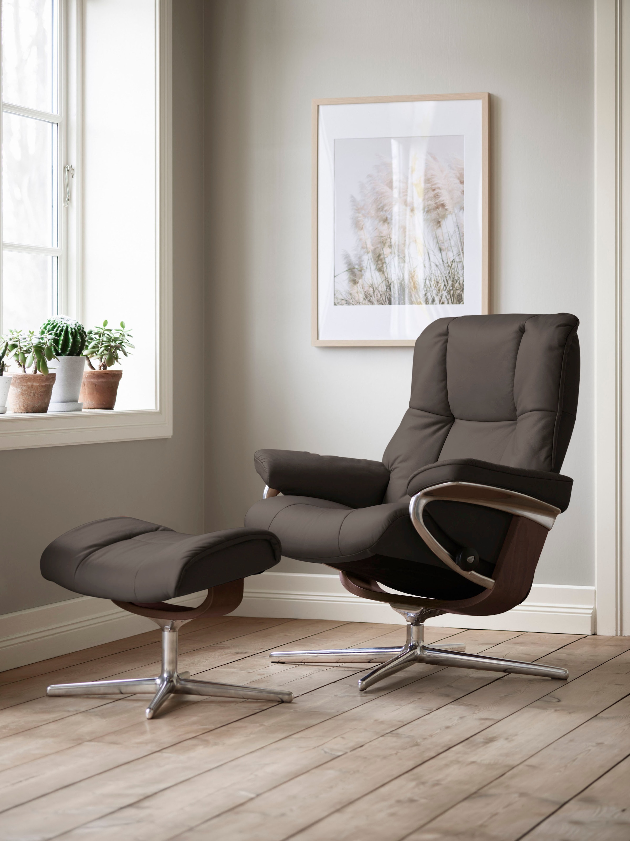 Stressless Fußhocker "Mayfair", mit Cross Base, Größe S, M & L, Holzakzent Braun