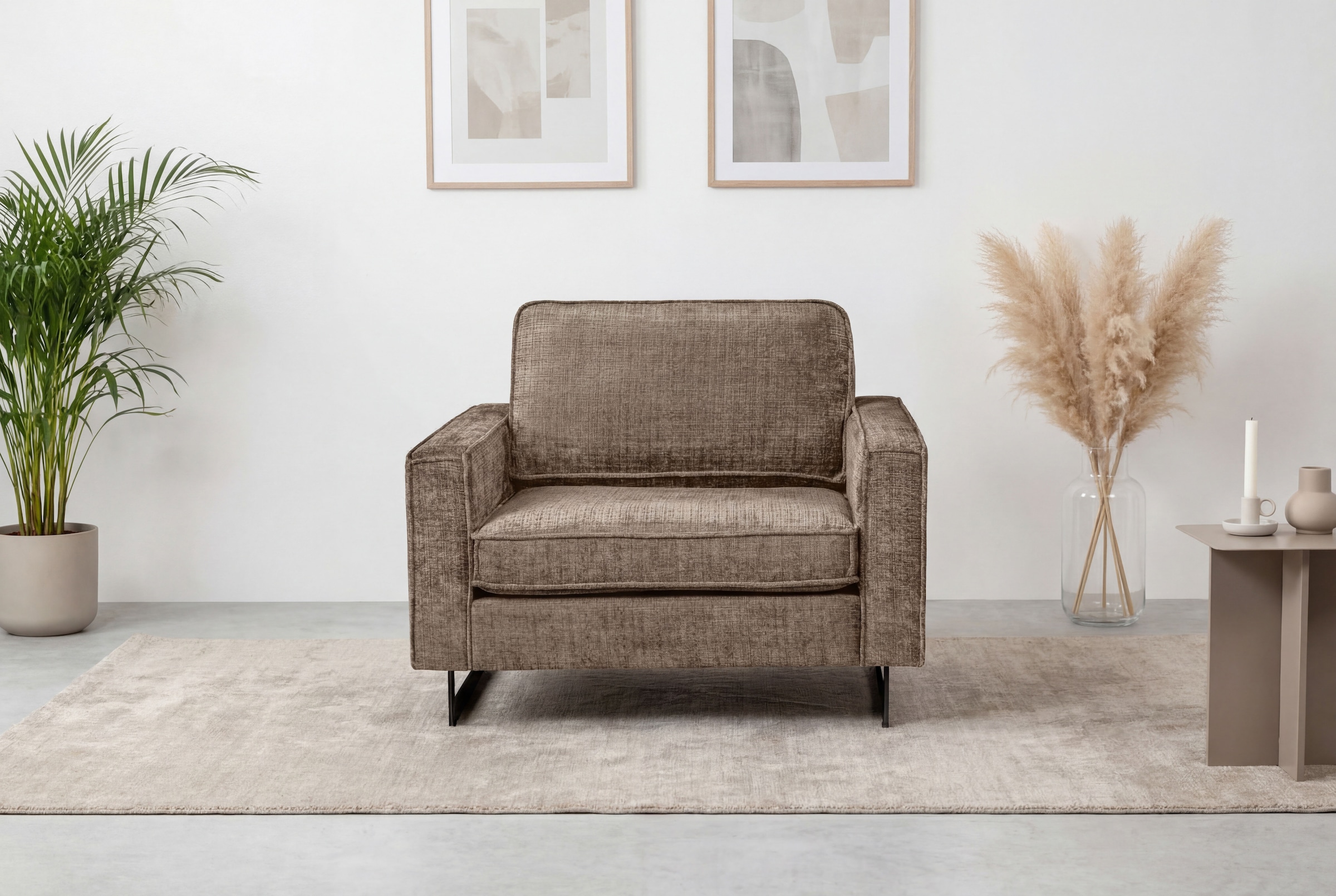 Home affaire Loveseat "Pinto 105 cm, Cord, Chenille, Lederoptik" mit Keder, günstig online kaufen