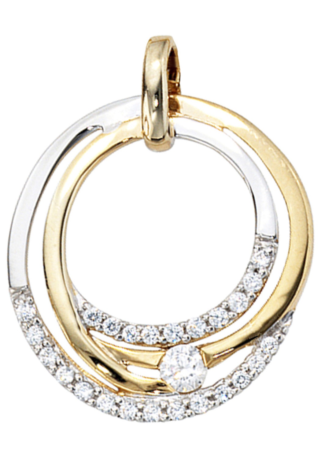 JOBO Runder Anhänger rund 333 Gold bicolor mit Zirkonia