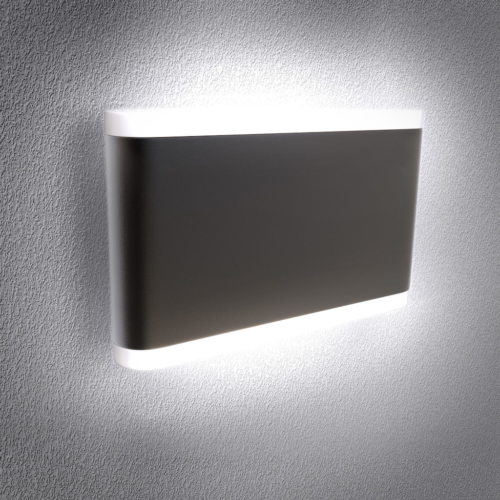 B.K.Licht LED Außen-Wandleuchte, 2 flammig-flammig, LED Außenleuchte IP44 Wand-Spot Fassaden-Lampe Strahler schwarz