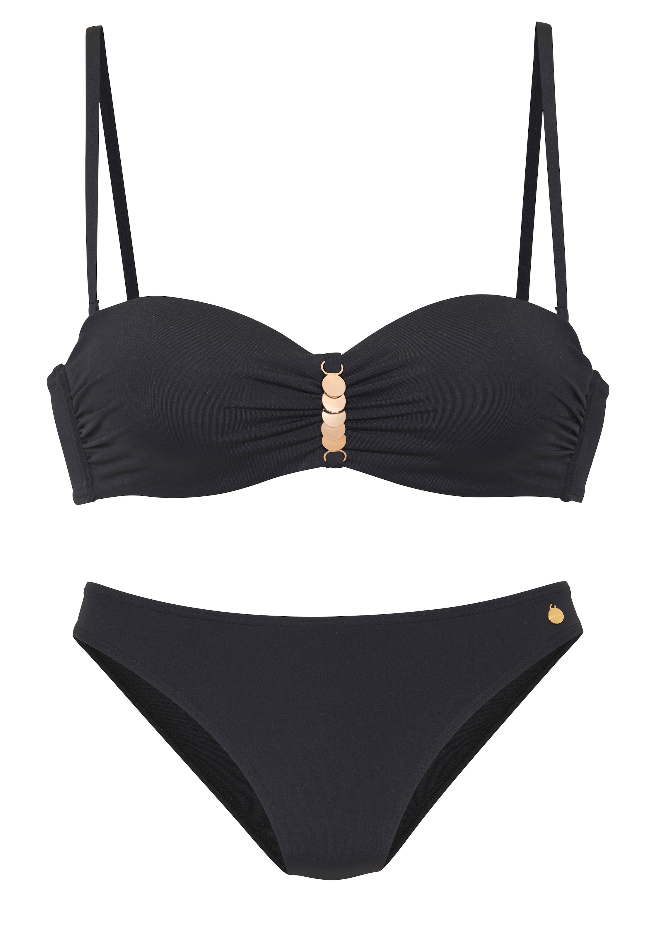 LASCANA Bügel-Bandeau-Bikini mit goldfarbenem Accessoire