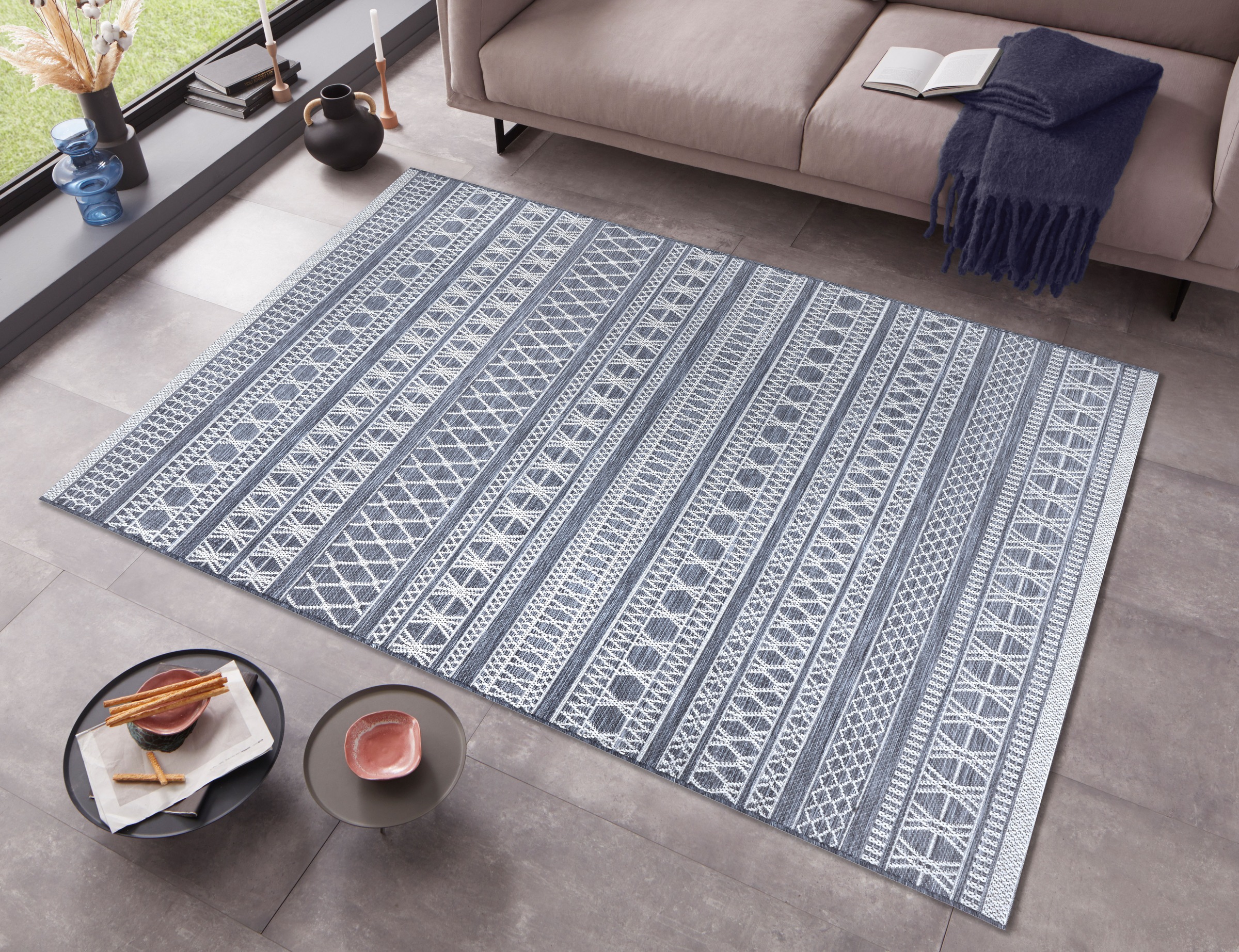 freundin Home Collection Designteppich »Khawa«, rechteckig, 4 mm Höhe, Flachgewebe Makramee Optik, Robust, Pflegeleicht
