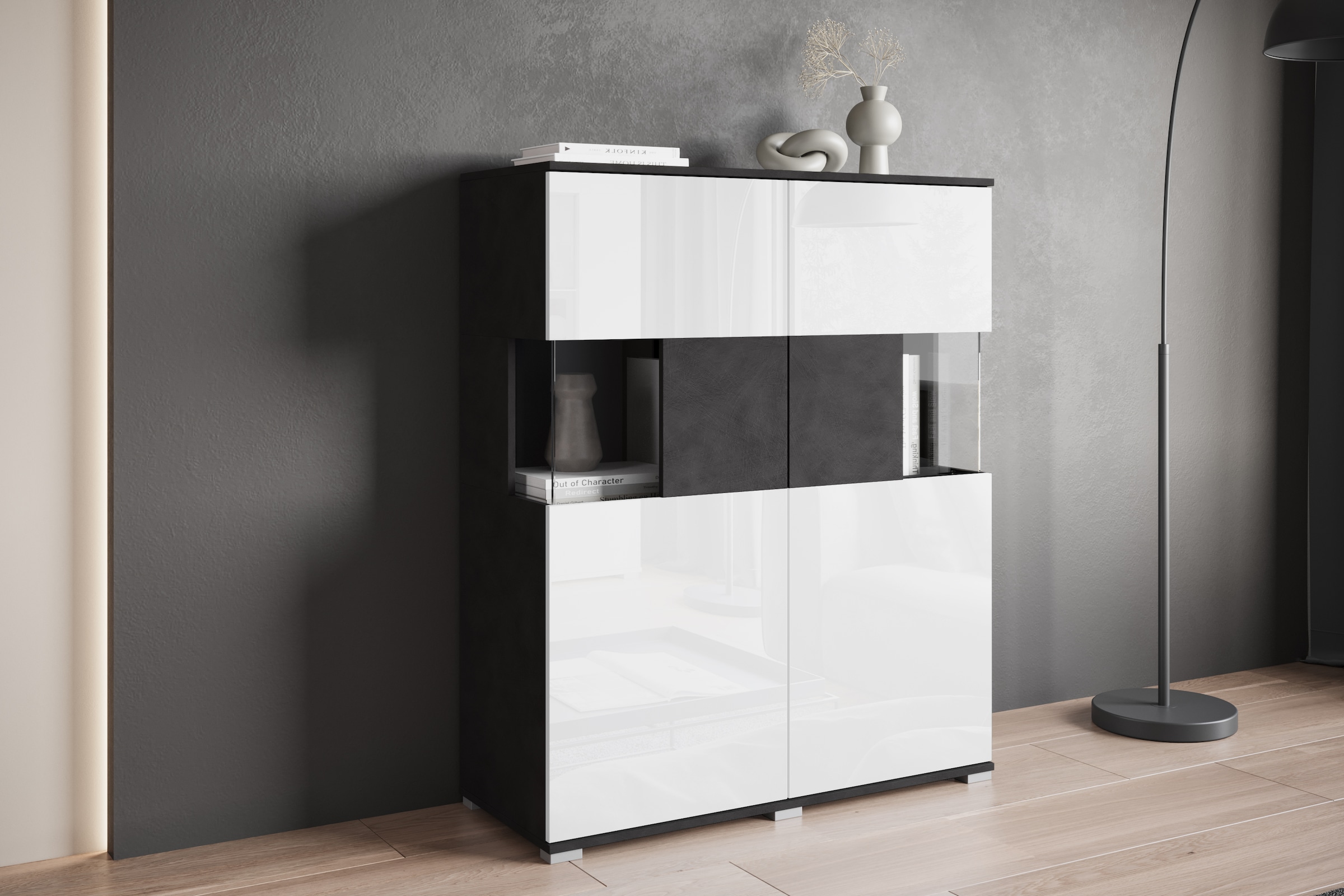 INOSIGN Highboard »Kenia«, Modernes Highboard mit Glastüren, Breite 100 cm