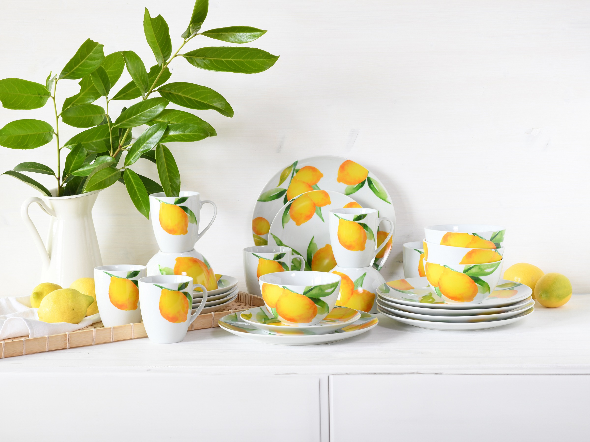 CreaTable Kombiservice »Luna Limoncello, Kombi-Service 24-tlg«, (Set, 24 tlg.), Zitronendekor