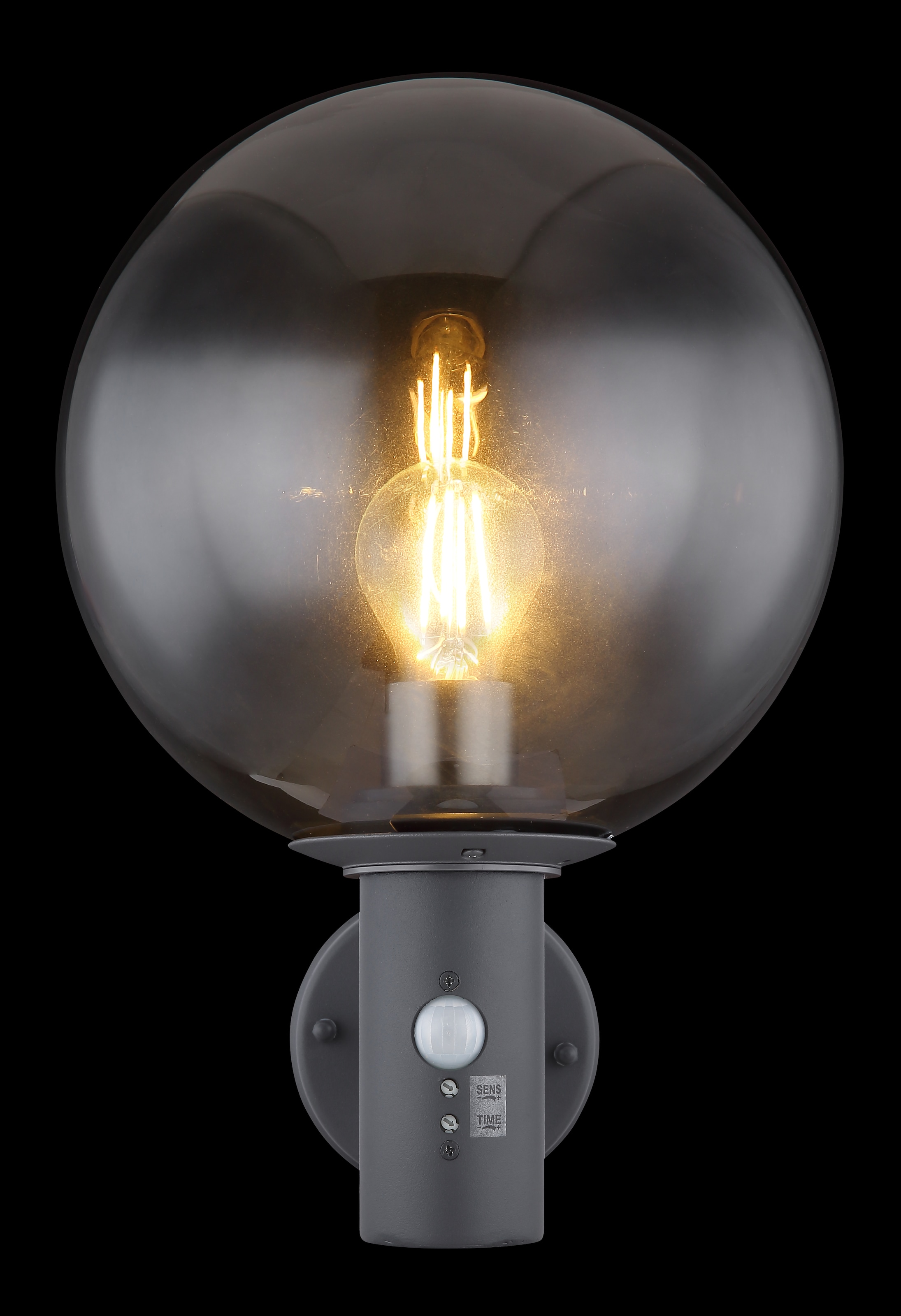 GLOBO LIGHTING Außen-Wandleuchte »HEDWIG« E27 1 Stk. Außenleuchte Edelstahl/Anthrazit, Glas, Sensor, IP44, E27