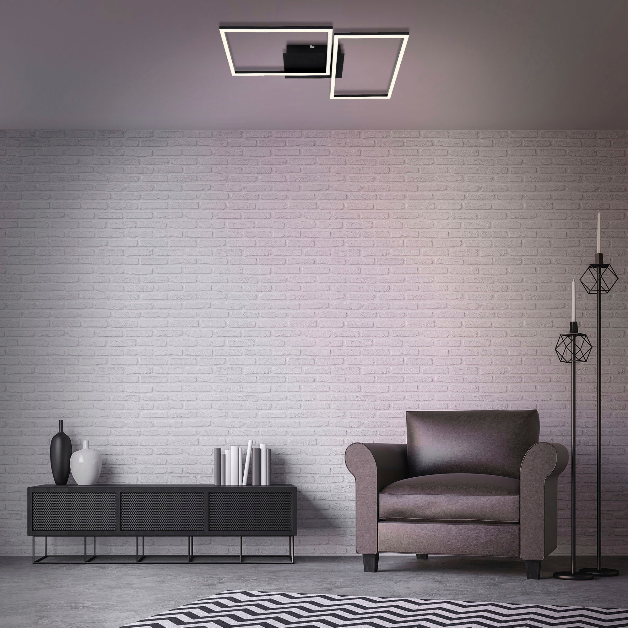 Briloner Leuchten LED Deckenleuchte »3149015 FRAME«, Leuchtmittel LED-Board | LED fest integriert, Deckenlampe, 50x38,8x7,8cm, Schwarz, 30W, Wohnzimmer, Schlafzimmer