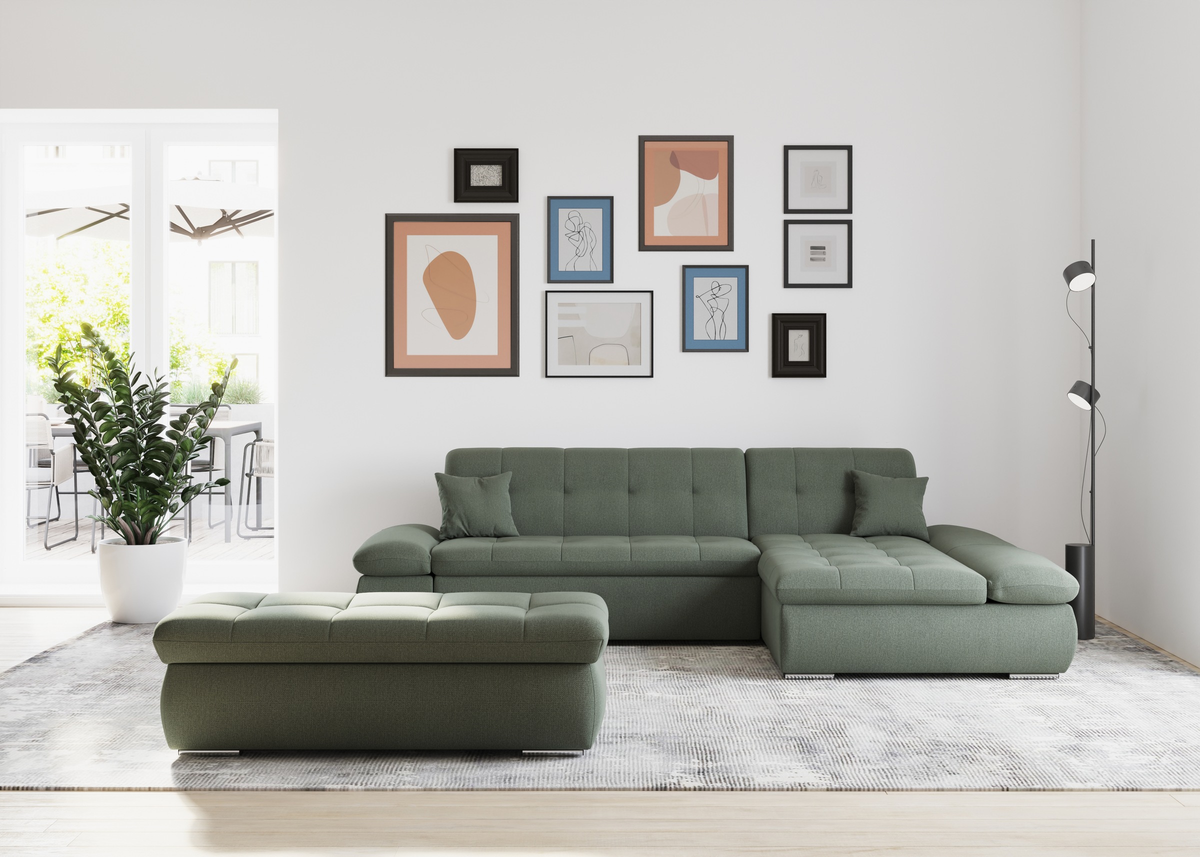 Thumbnail - DOMO collection Ecksofa "Moric, L-Form, XXL-Sofa - Breite 300cm, viel Platz, auch in Cord" wahlweise mit Bettfunktion un...