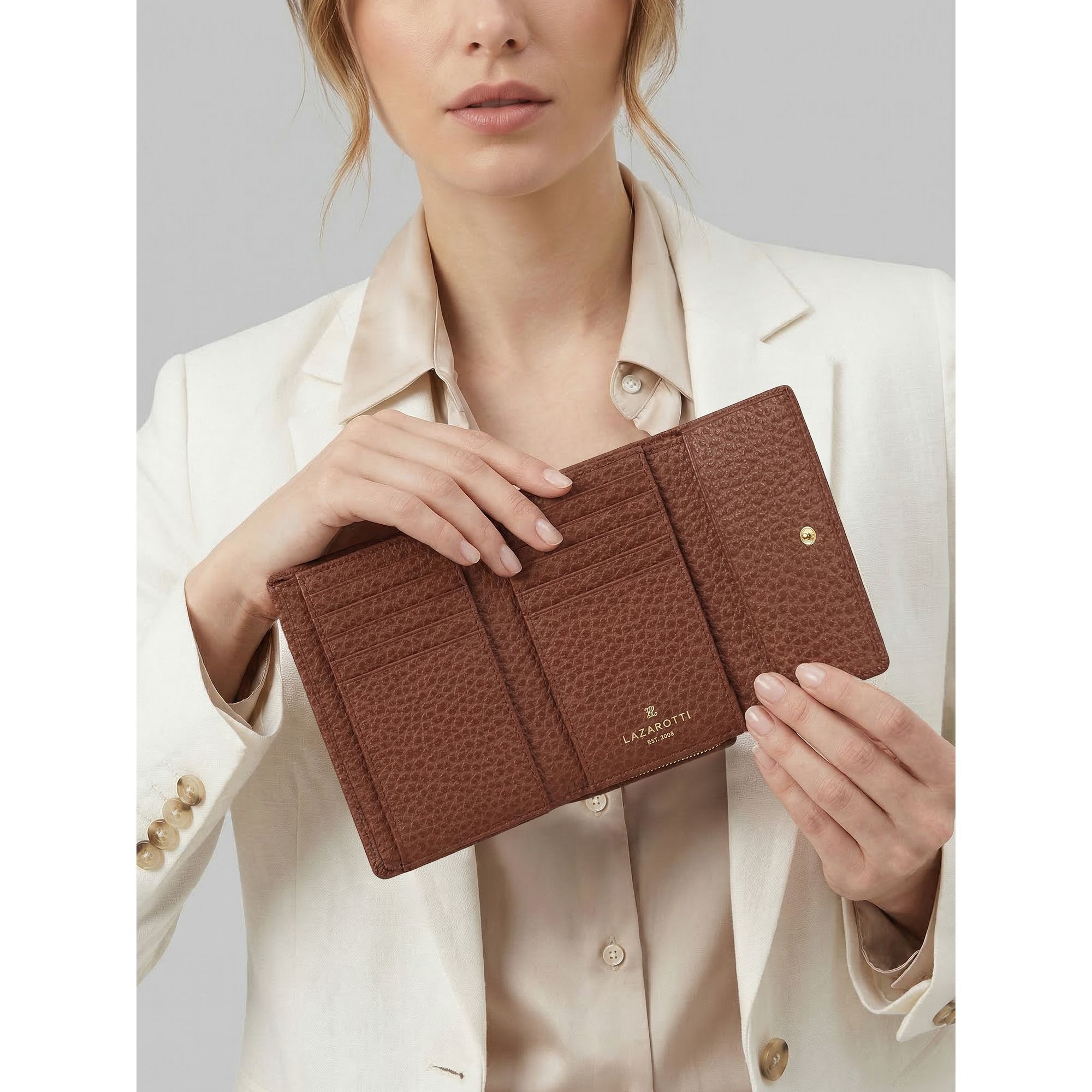 Lazarotti Geldbörse »Bologna Leather XL Geldbörse mit Zip-Around Fach Leder 14 cm«