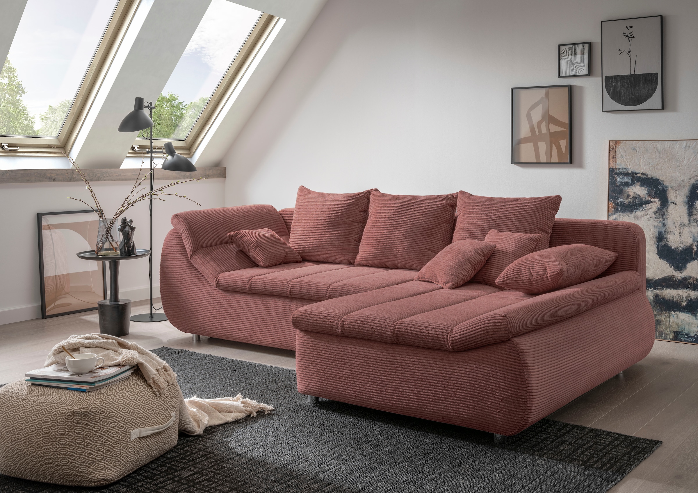 INOSIGN Ecksofa "Imola elegant und bequem, aktuelle Steppung im Sitz, L-For günstig online kaufen