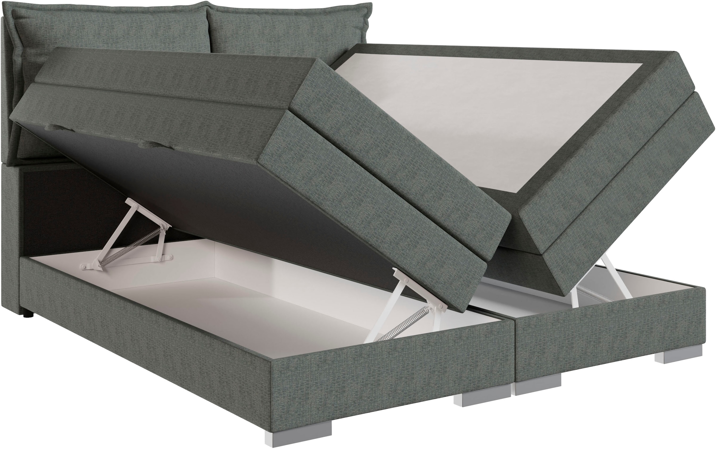 FORTE Boxspringbett »Pillows mit Bettkasten, erhältlich in den Breiten 140, 160 & 180cm« in verschiedenen Farben erhältlich