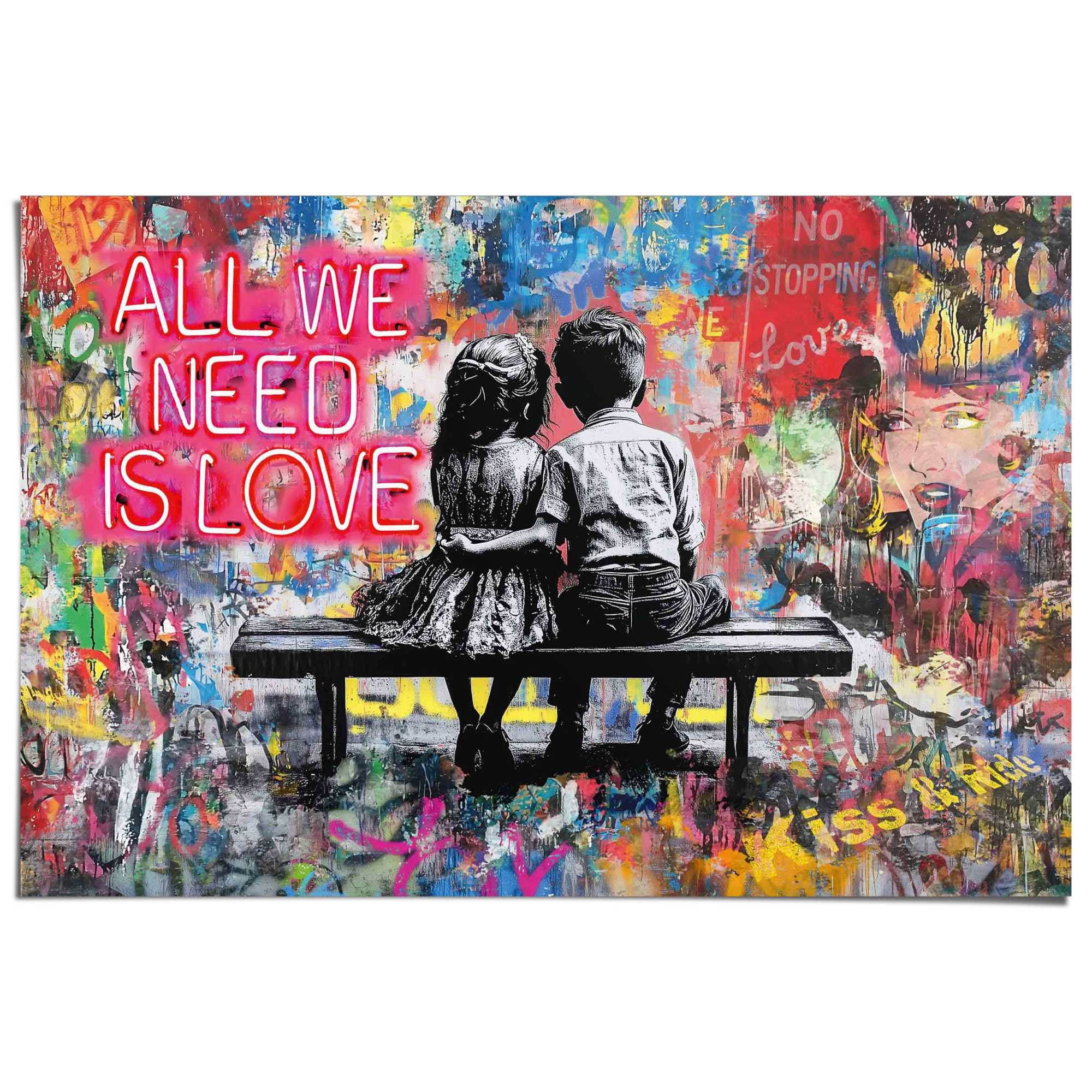 Reinders Poster "Love is All We Need", Wohnzimmer - Mehrfarbig - 150 gr. Pa günstig online kaufen