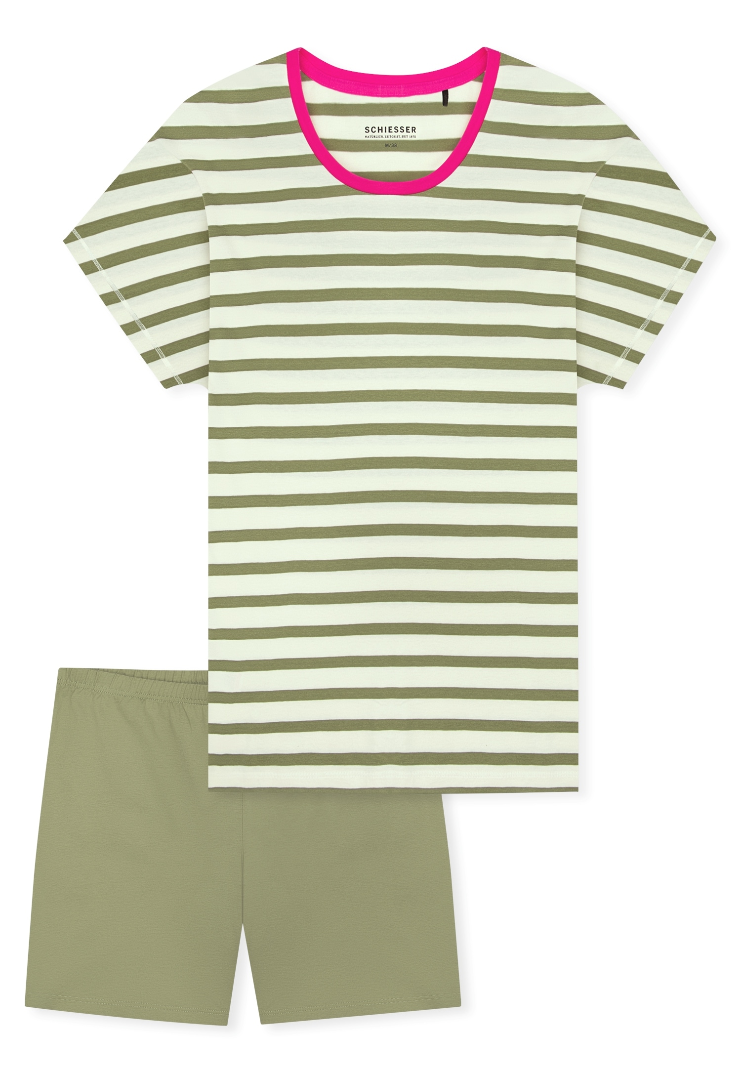 Schiesser Shorty »Casual Essentials« 2 mit unifarbenem Shirt und gestreifter Hose