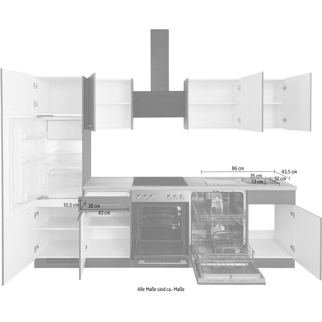 wiho Küchen Küchenzeile »Unna«, ohne E-Geräte, Breite 280 cm