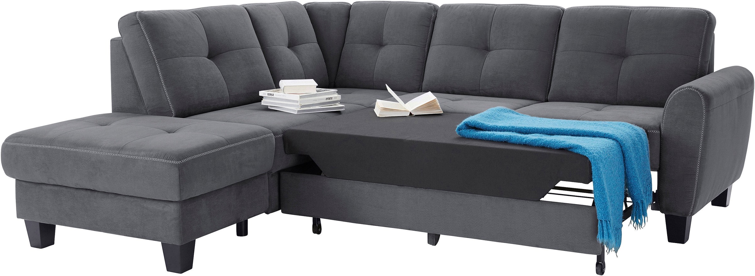 sit&more Ecksofa »Varese L-Form«, mit Federkern, wahlweise mit Bettfunktion und Stauraum