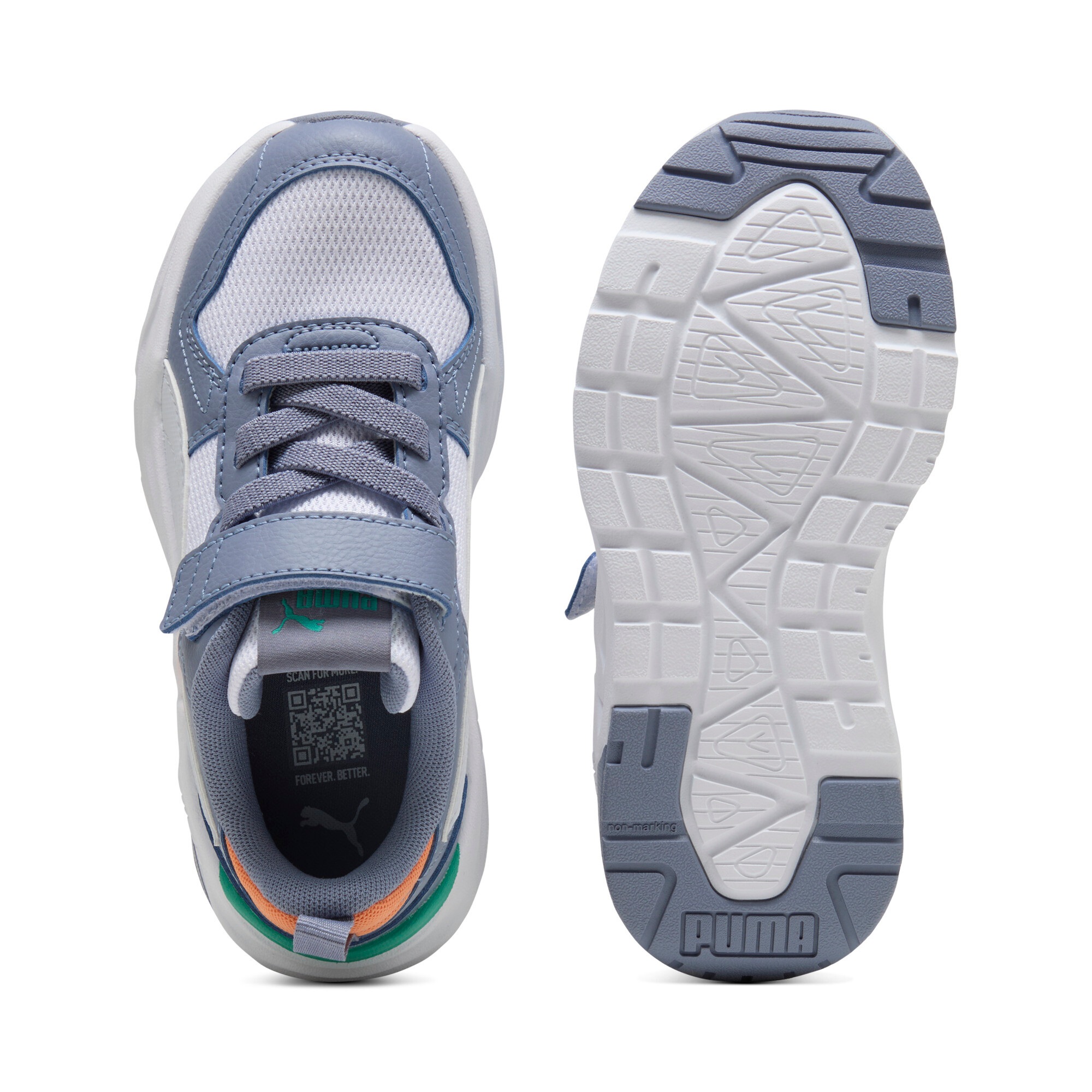 Sneaker PUMA "TRINITY 2 LT AC+ PS", Mädchen, Gr. 34, puma weiß, silber mist, gray sky, Textil, Schuhe Sneaker, mit Klettverschluss, mit SOFTFOAM+ Innensohle 3