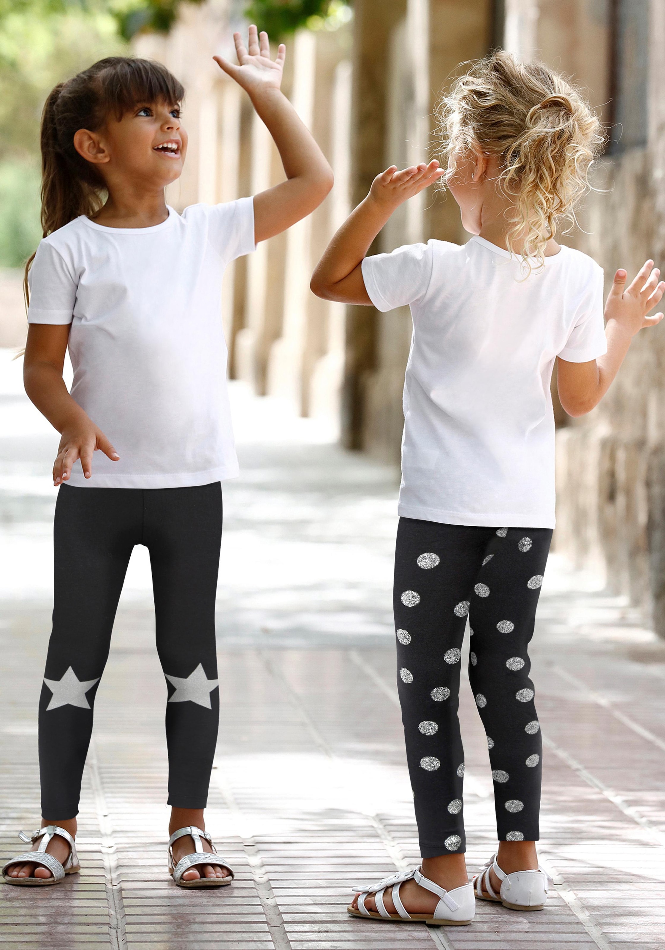 KIDSWORLD Leggings, (Packung, 2 tlg.), für BAUR mit Glitzerdruck | ▷