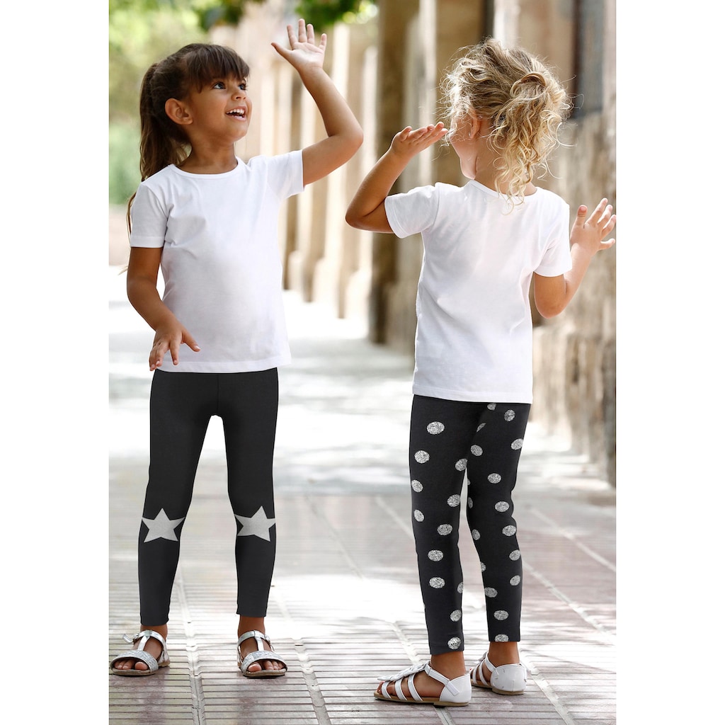 KIDSWORLD Leggings »für kleine Mädchen«, (Packung, 2 tlg.), mit Glitzerdruck