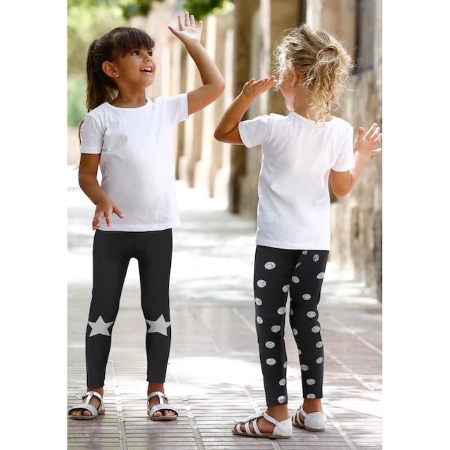 KIDSWORLD Leggings, (Packung, 2 tlg.), mit Glitzerdruck ▷ für | BAUR