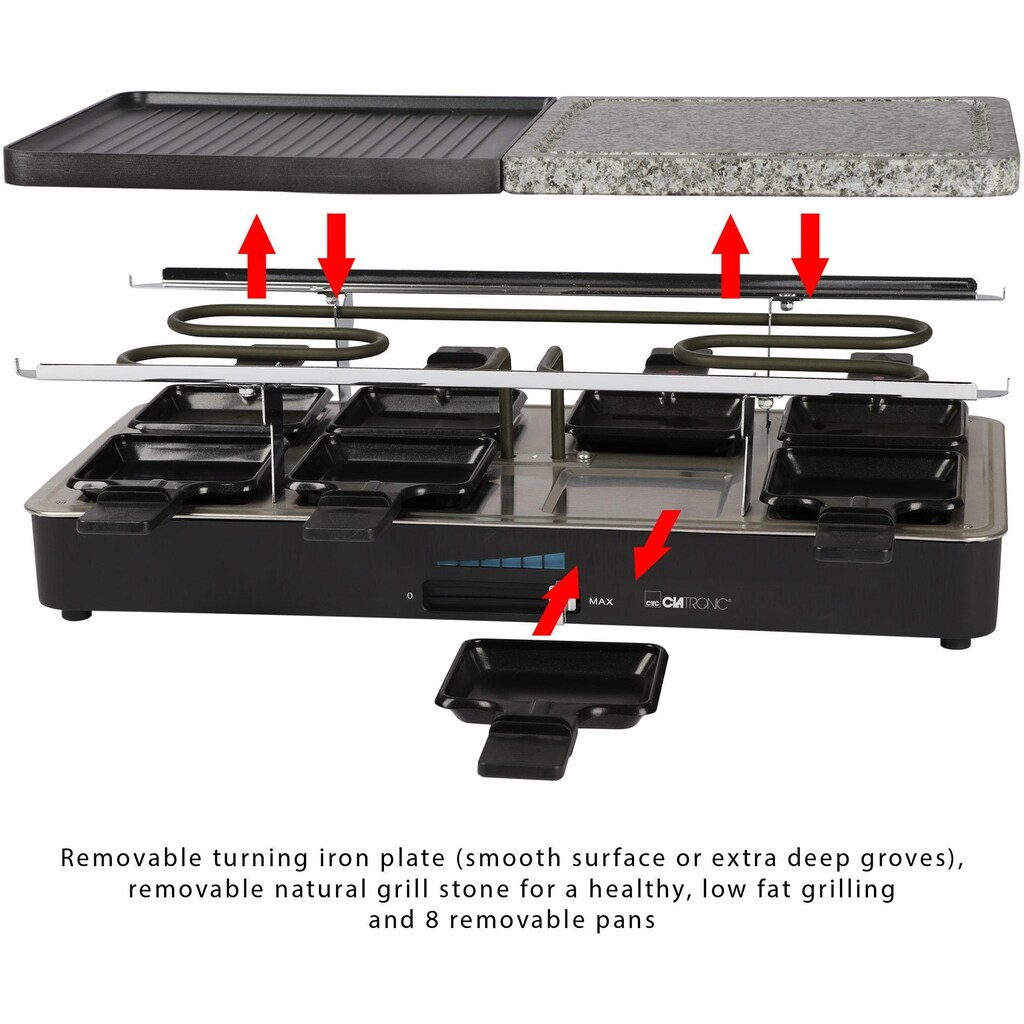 CLATRONIC Raclette »RG 3518«, 8 St. Raclettepfännchen, 1400 W