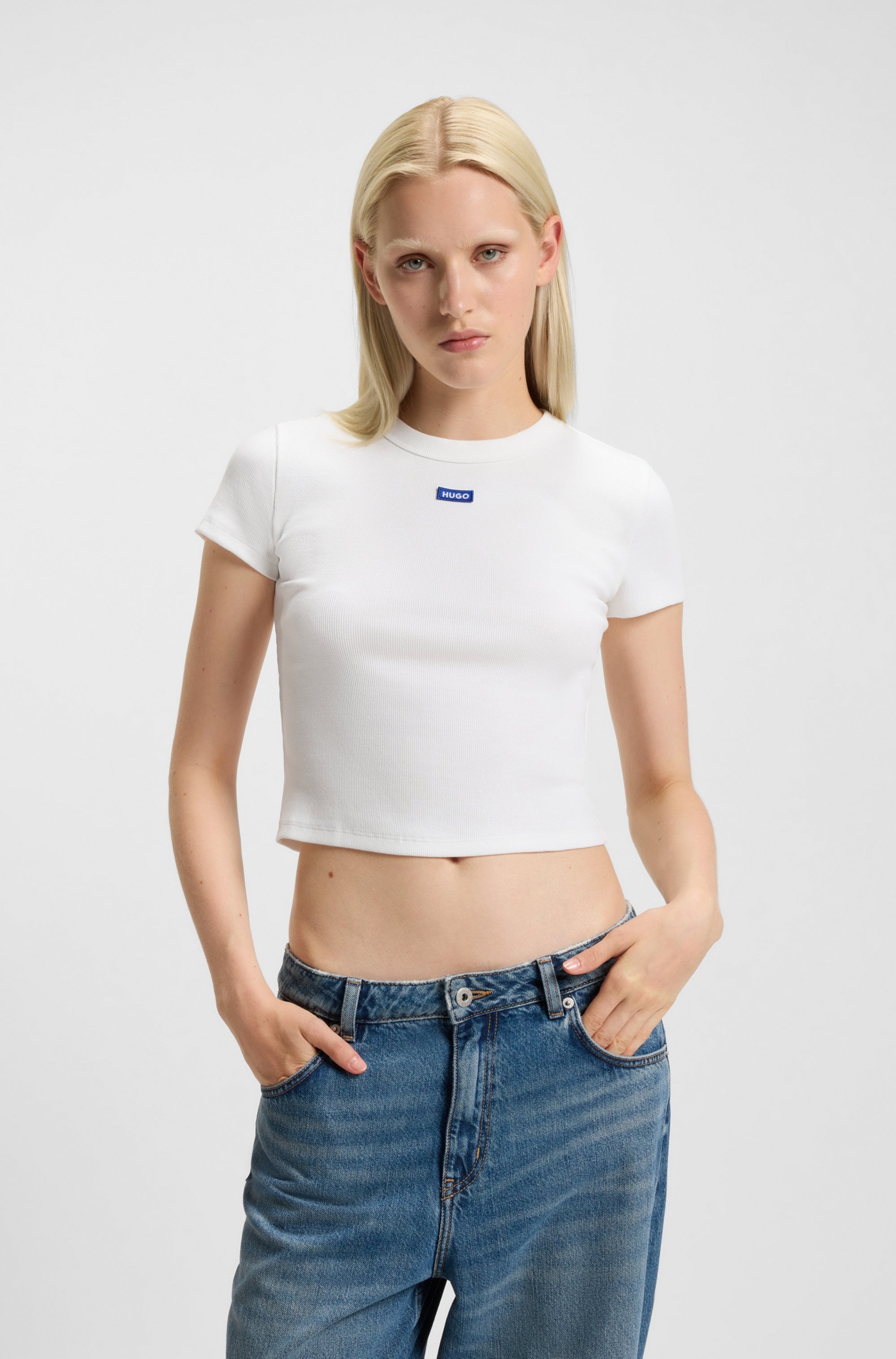 HUGO Blue T-Shirt »Baby Tee«, in verkürzter Länge