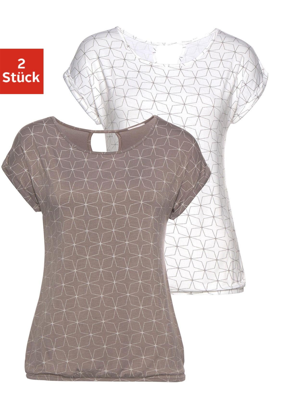 LASCANA T-Shirt, (2er-Pack), mit kleinem Cut-Out im Nacken kaufen