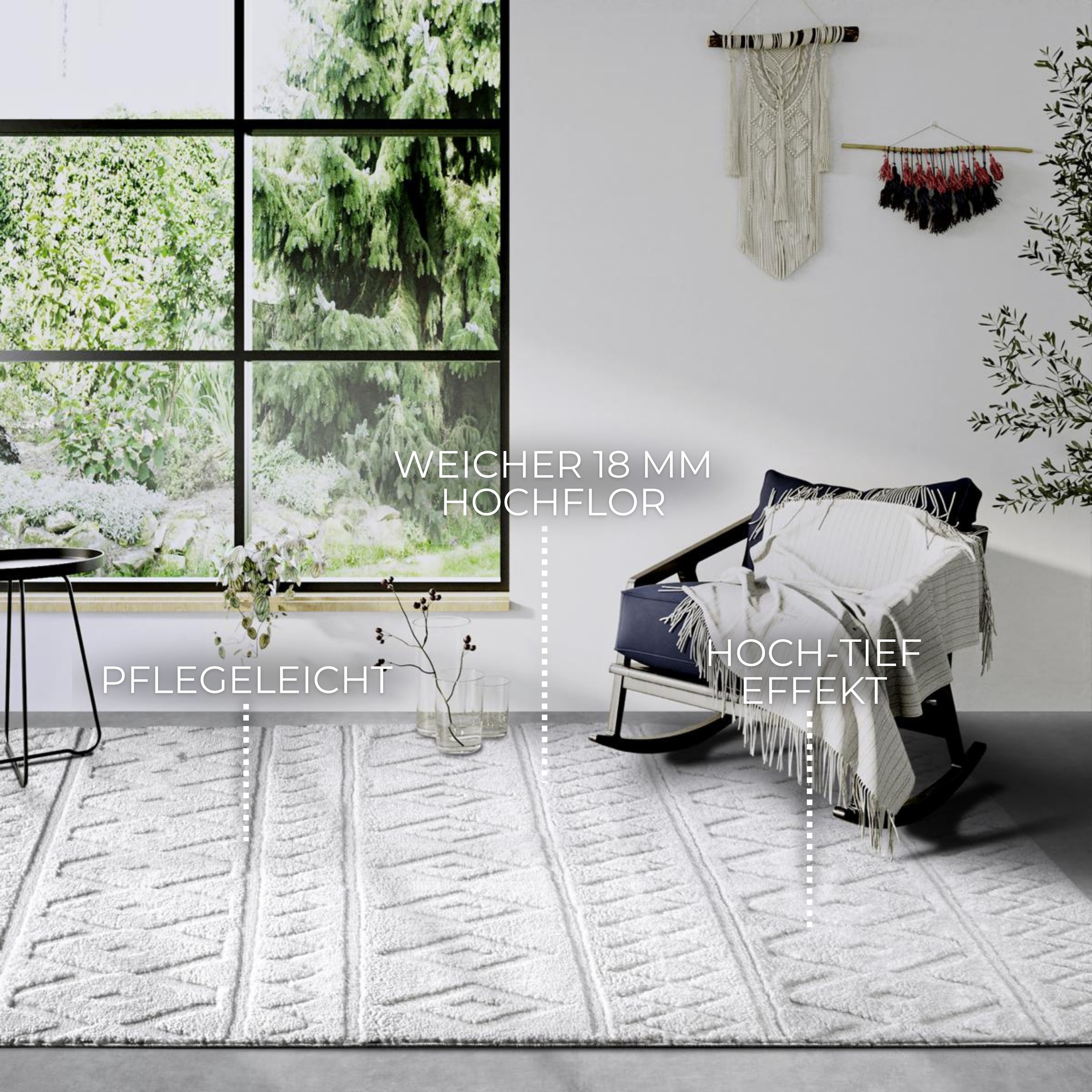 ELLE DECORATION Designteppich »Itinerance«, rechteckig, 18 mm Höhe, Hochflor, Shaggy, Läufer, weich, Langflor, modern, Hoch Tief Effekt