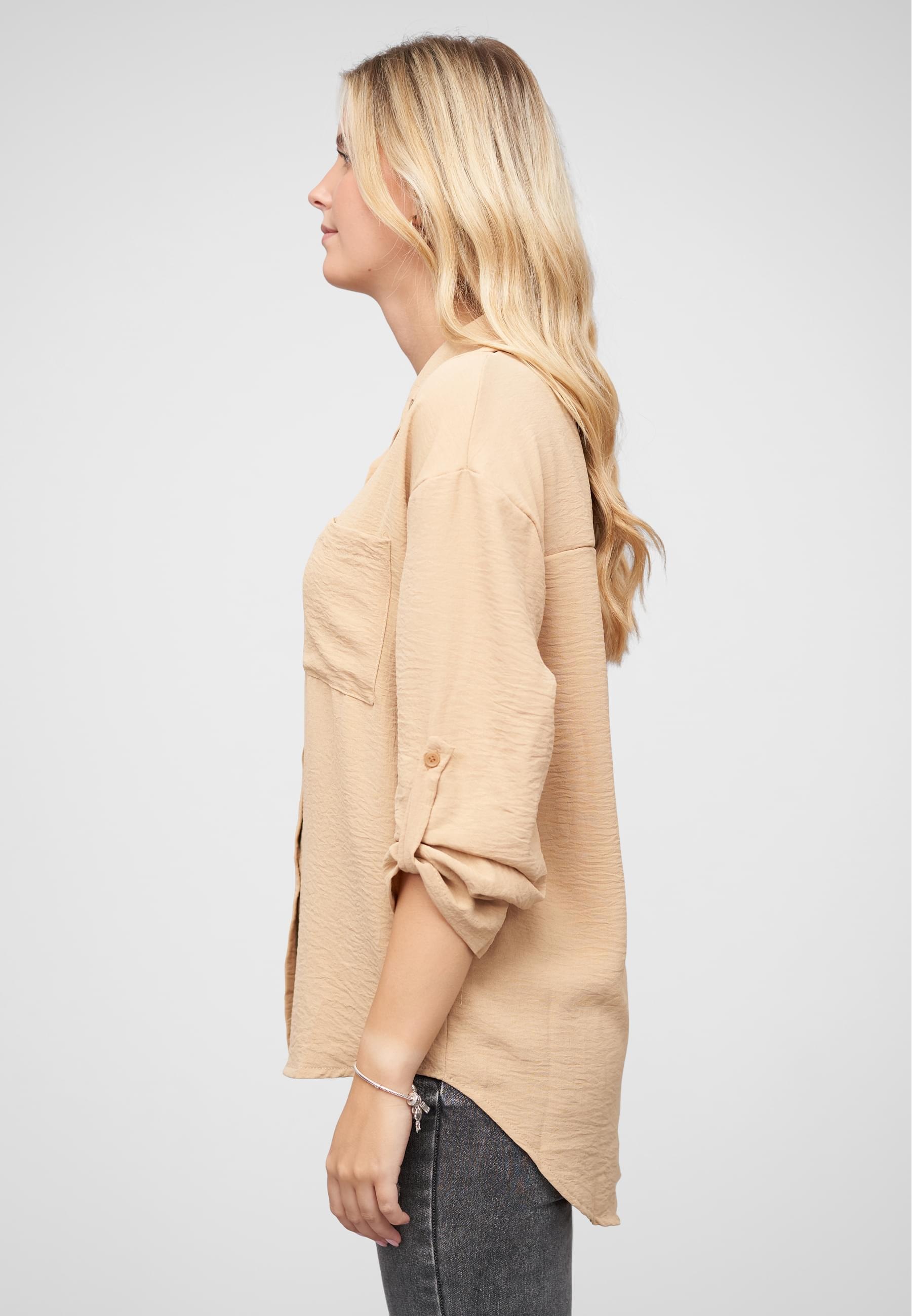 CLOUD 5IVE Langarmhemd »CLOUD 5IVE Oversized Turn-Up Bluse mit Knopfleiste«