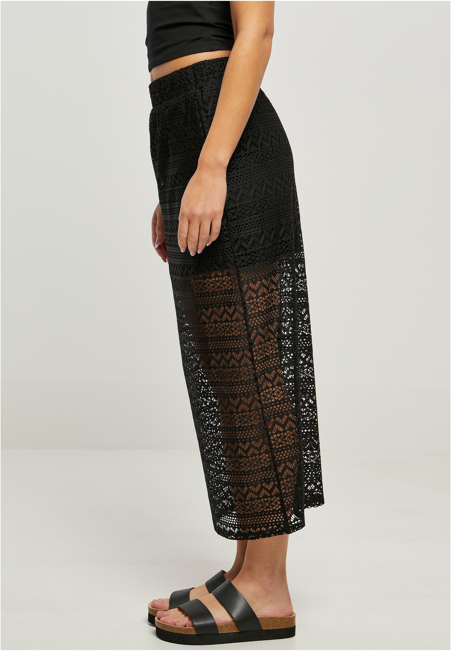 URBAN CLASSICS Jerseyrock »Urban Classics Damen Ladies Stretch Crochet Lace Midi Skirt«, (1 tlg.)