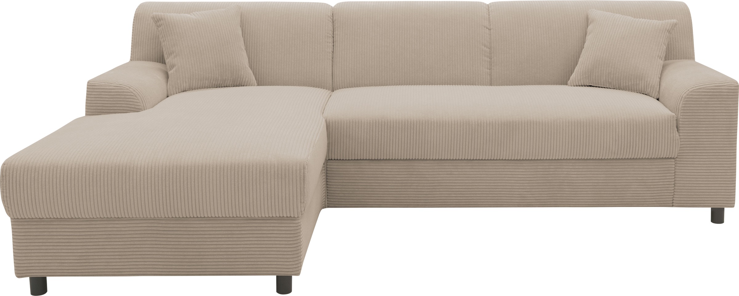 INOSIGN Ecksofa »Turah 2, L-Form, in Cord u. wasserabweisender Microfaser, Federkern«, B/T/H: 241/146/79 cm, incl. Zierkissen, wahlweise mit Bettfunktion