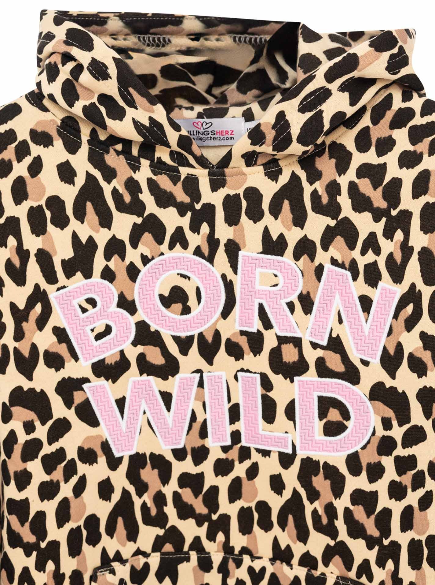 Zwillingsherz Sweatshirt »"Born Wild"«, Leo All-Over Print, gestickter Schriftzug, elastische Bündchen, Kapuze
