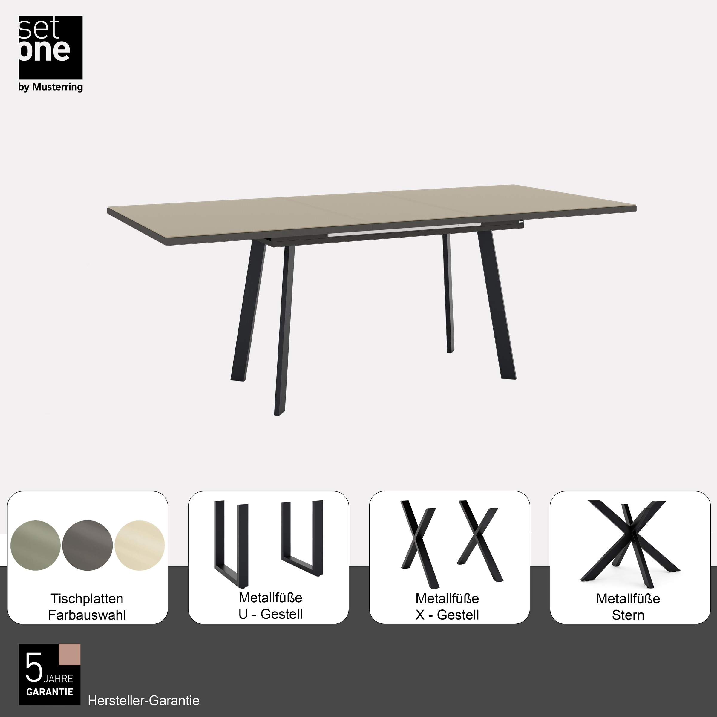 Thumbnail - set one by Musterring Esstisch "Reno" 1 Stk. tlg. Mit Vierkantfuß, wählbaren Gestellen und Plattenfarben