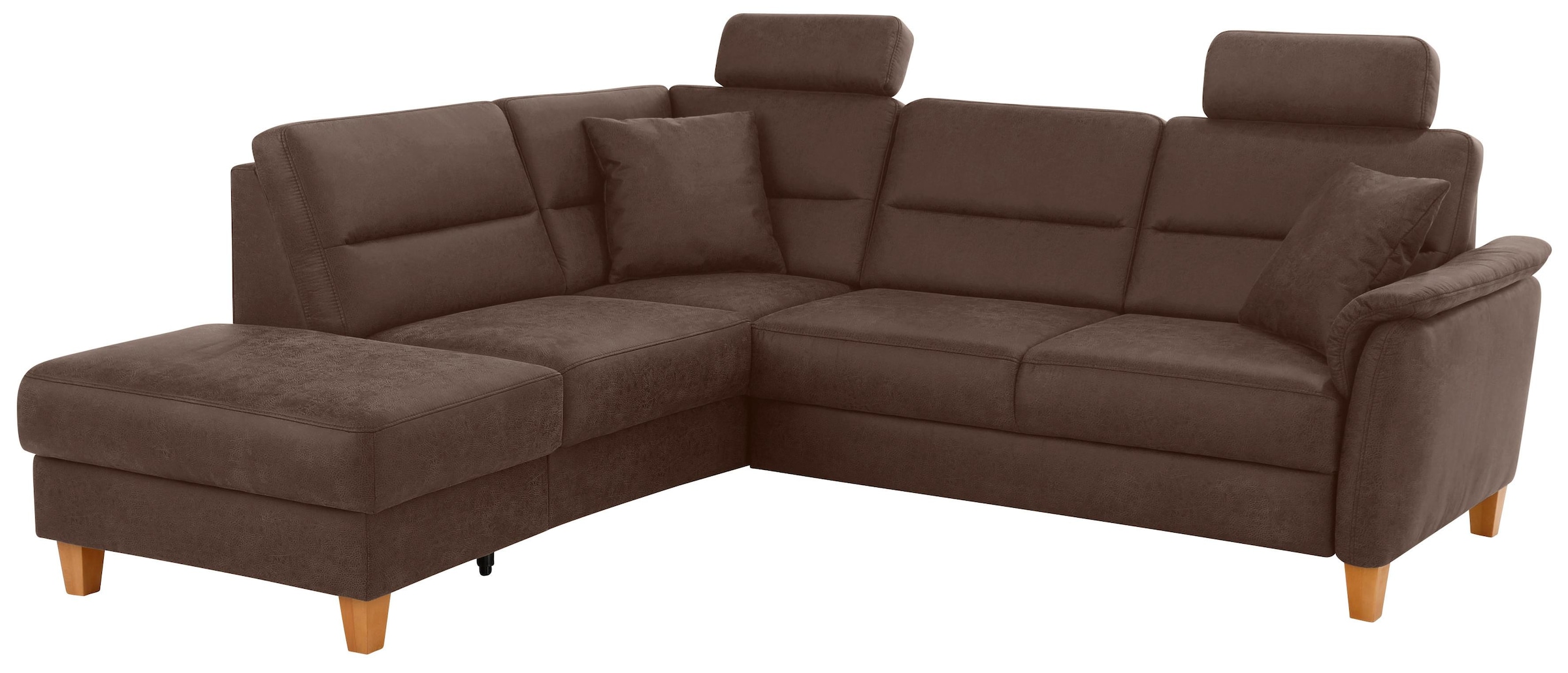 Home affaire Ecksofa »Palmera, L-Form, B: 236 cm, Bettfunktion & Bettkasten wählbar« Federkern-Polsterung, Sitzhöhe 48 cm, handgefertigt, stilvolles Design
