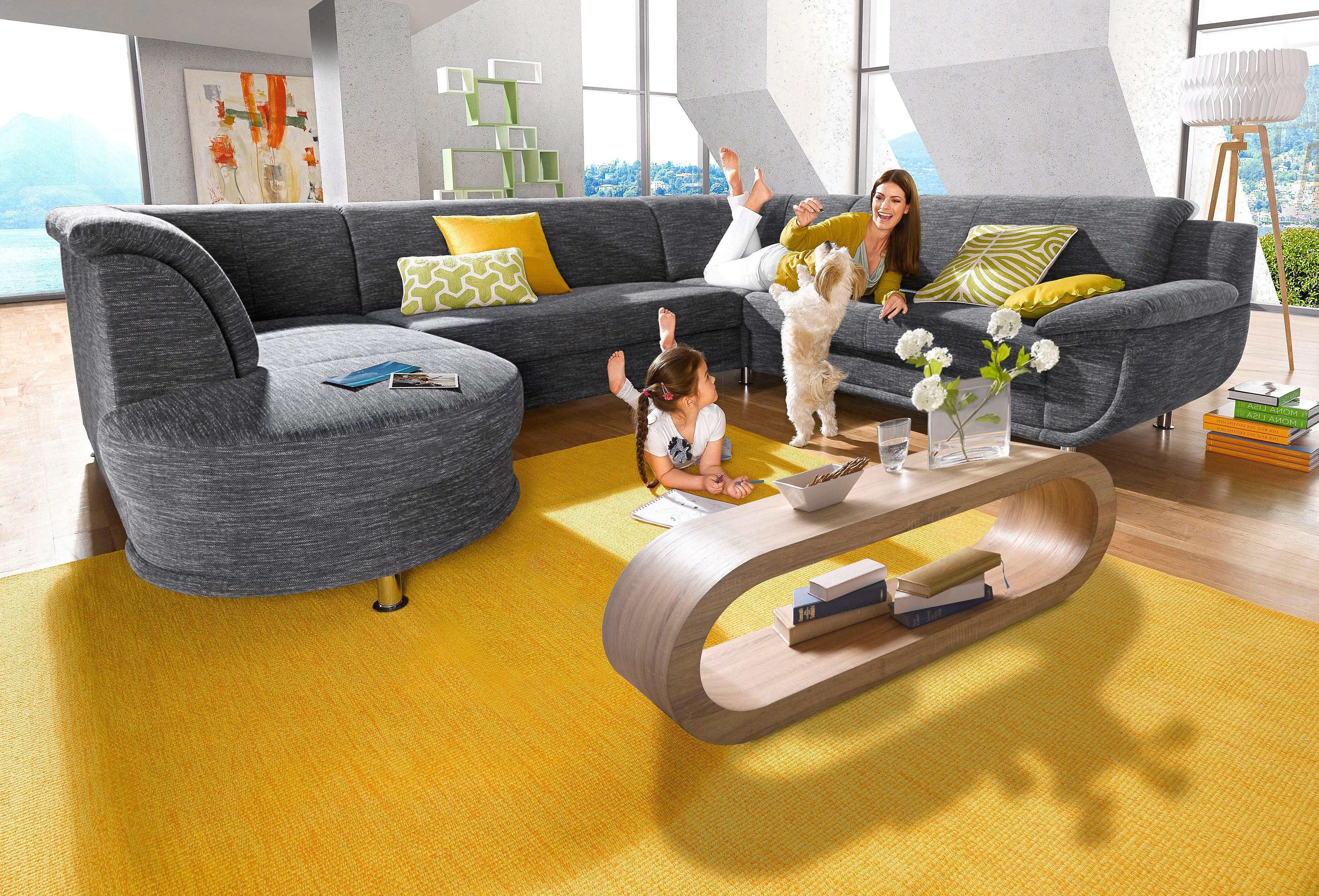 TRENDMANUFAKTUR Wohnlandschaft "Rondo, wahlweine mit Federkern, Breite 320cm, U-Form" inkl.Federkern, ohne Bettfunktion