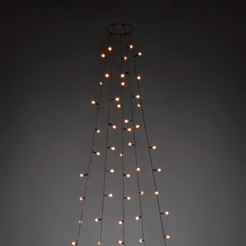 KONSTSMIDE LED-Baummantel, 250 St.-flammig, LED Lichterkette mit Ring Ø 11, mit Globes, 5 Stränge à 50 Dioden