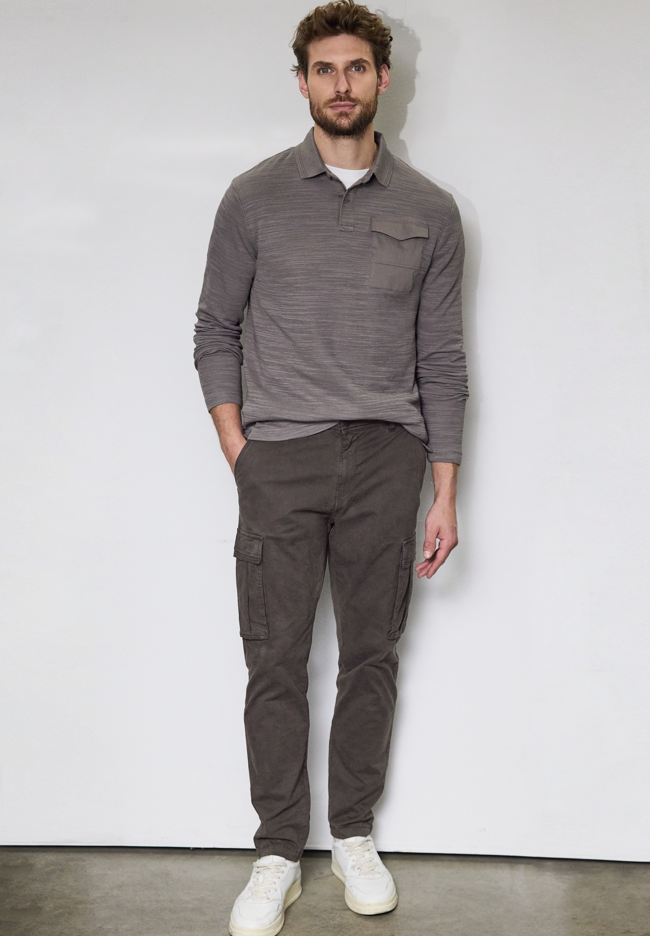 STREET ONE MEN Cargohose, aus Baumwolle mit Stretchanteil