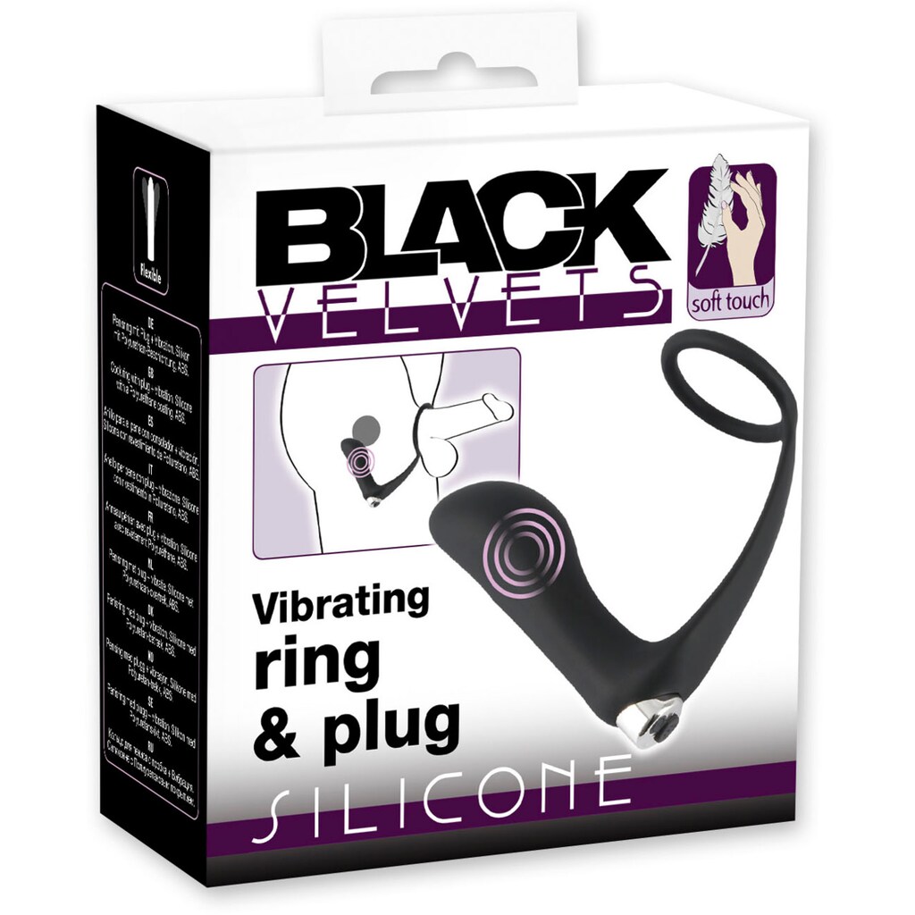 BLACK VELVETS Analplug, mit integriertem Penisring