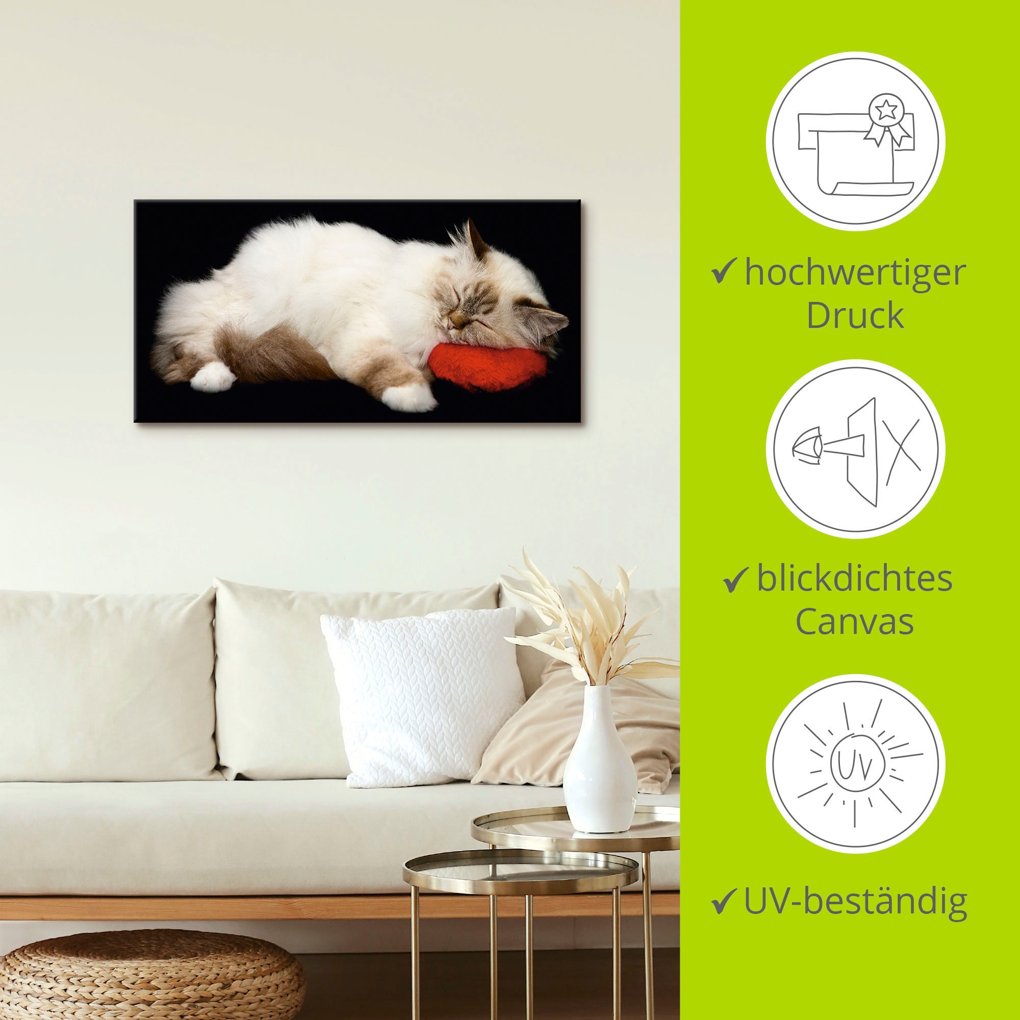 Artland Wandbild »Müde Katze«, Haustiere, (1 St.), als Leinwandbild, Poster, Wandaufkleber in verschied. Größen