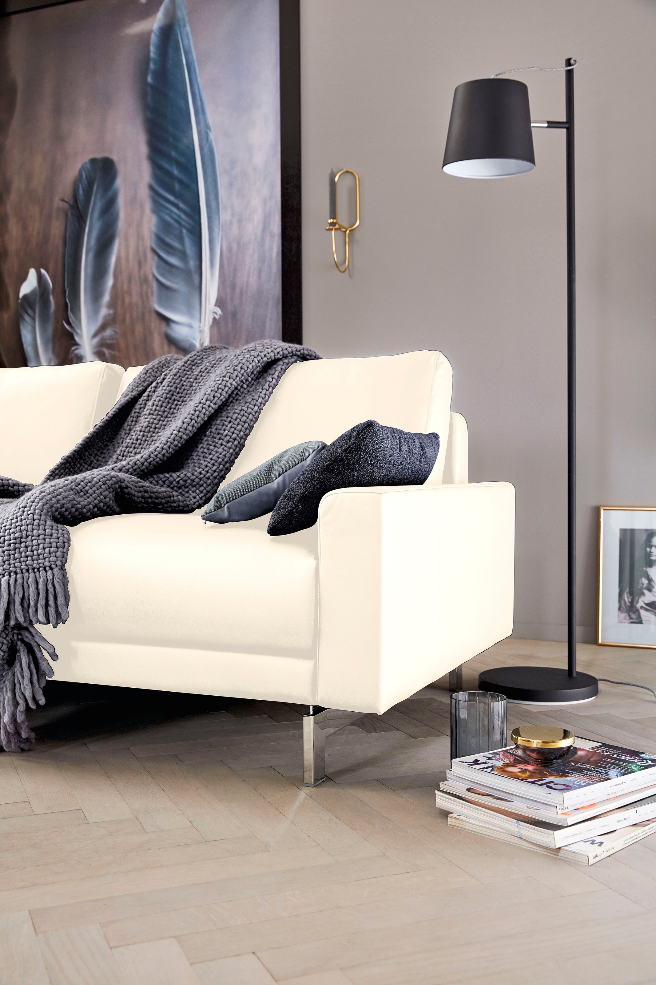 Creation BY ROLF BENZ 2,5-Sitzer »CR.450, Designsofa, Loungesofa«, Armlehne niedrig, Fuß chromfarben glänzend, Breite 184 cm