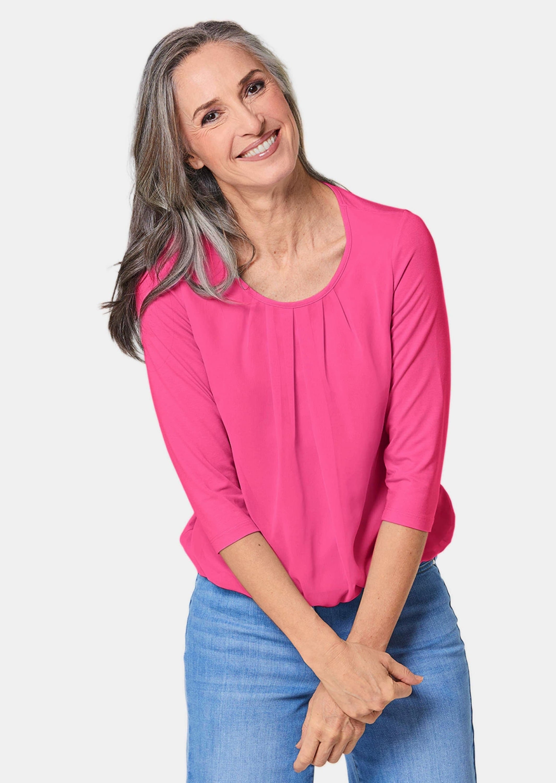 GOLDNER Kurzarmbluse »Blusenshirt Gepflegtes Shirt in eleganter Blusen-Optik«