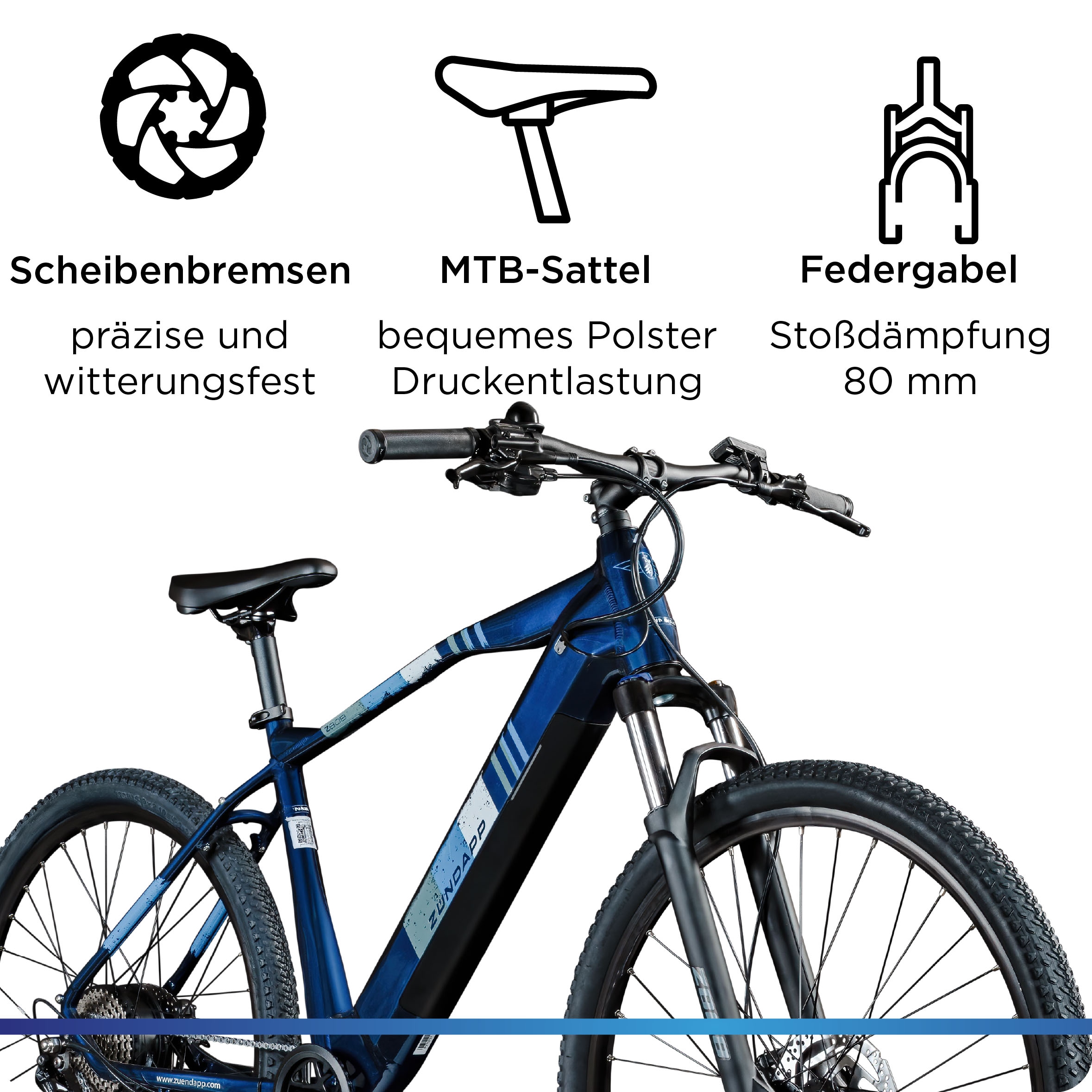 Zündapp E-Bike »Z808«, 10 Gang, Shimano, Deore RD-T6000, Heckmotor 250 W