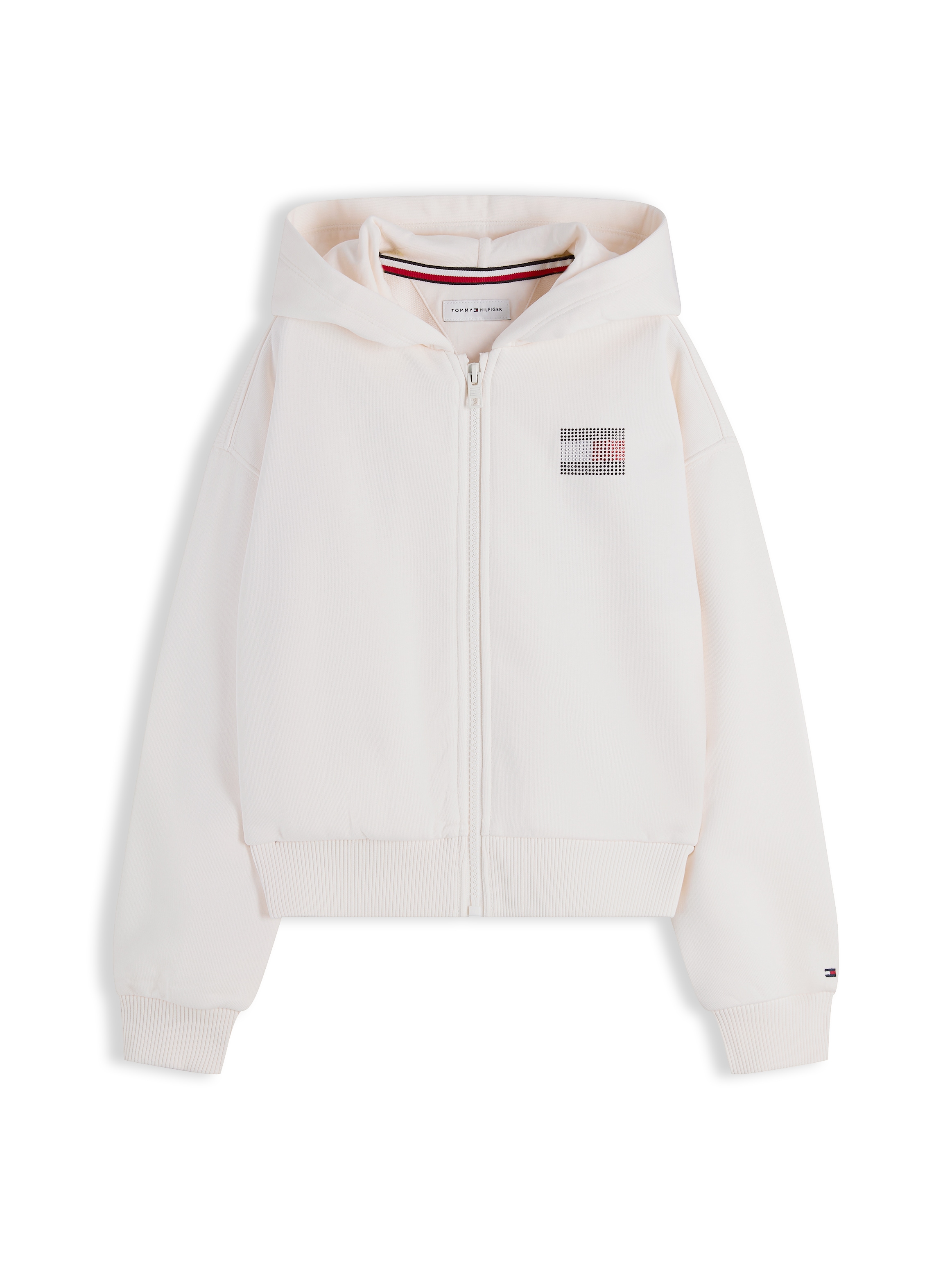 Tommy Hilfiger Kapuzensweatjacke Relaxed Fit, Kinder bis 16 Jahre, mit glitzernden Strasssteinen