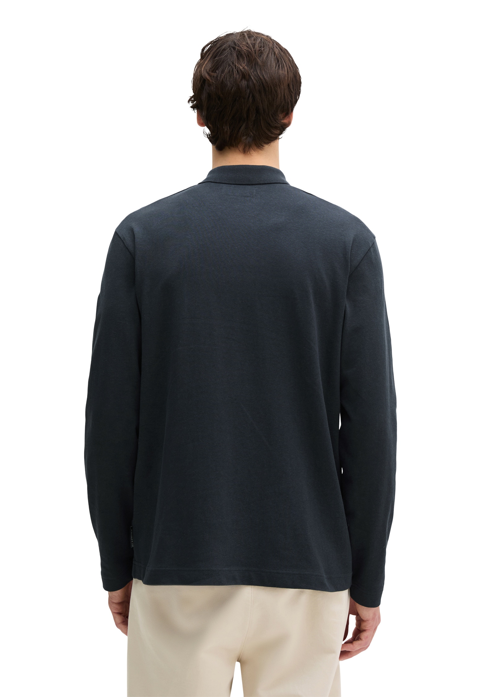 Marc O'Polo Langarm-Poloshirt »aus Baumwoll-Leinen-Mix«